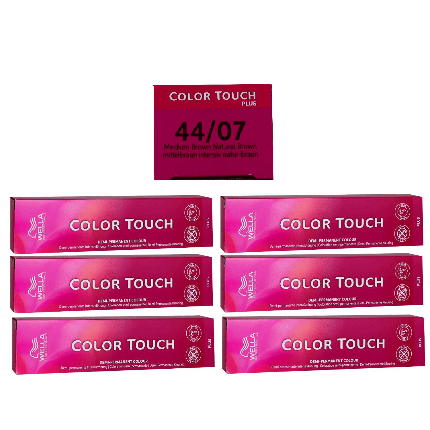 Wella Color Touch Plus 6 x 60 ml 44/07 mittelbraun intensiv natur braun Intensivt�nung Set