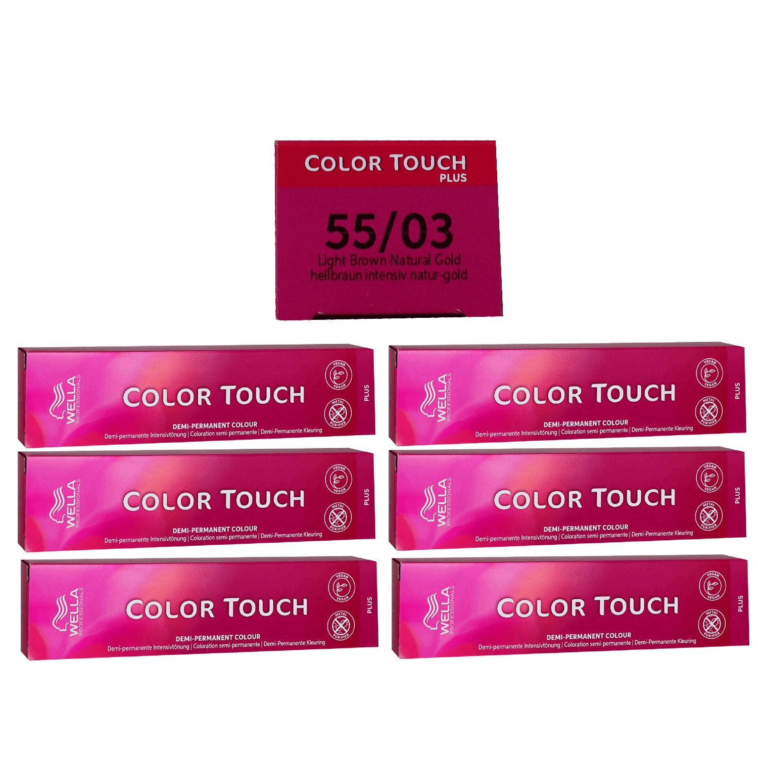 Wella Color Touch Plus 6 x 60 ml 55/03 hellbraun intensiv natur gold Intensivt�nung Set