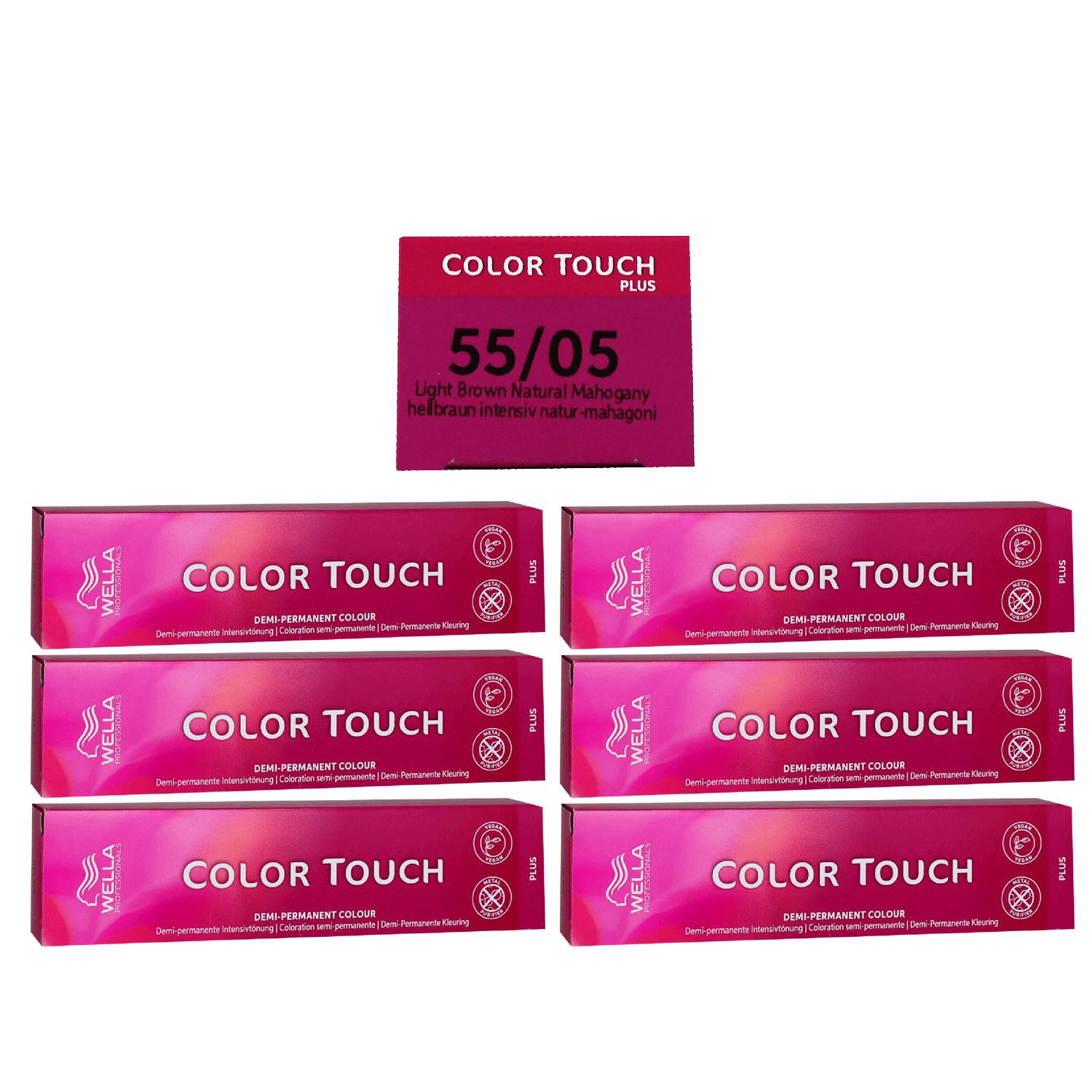 Wella Professionals Color Touch Plus 44/07 - Mittelbraun Intensiv, 5x60 Ml, Für Bessere Grauabdeckung
