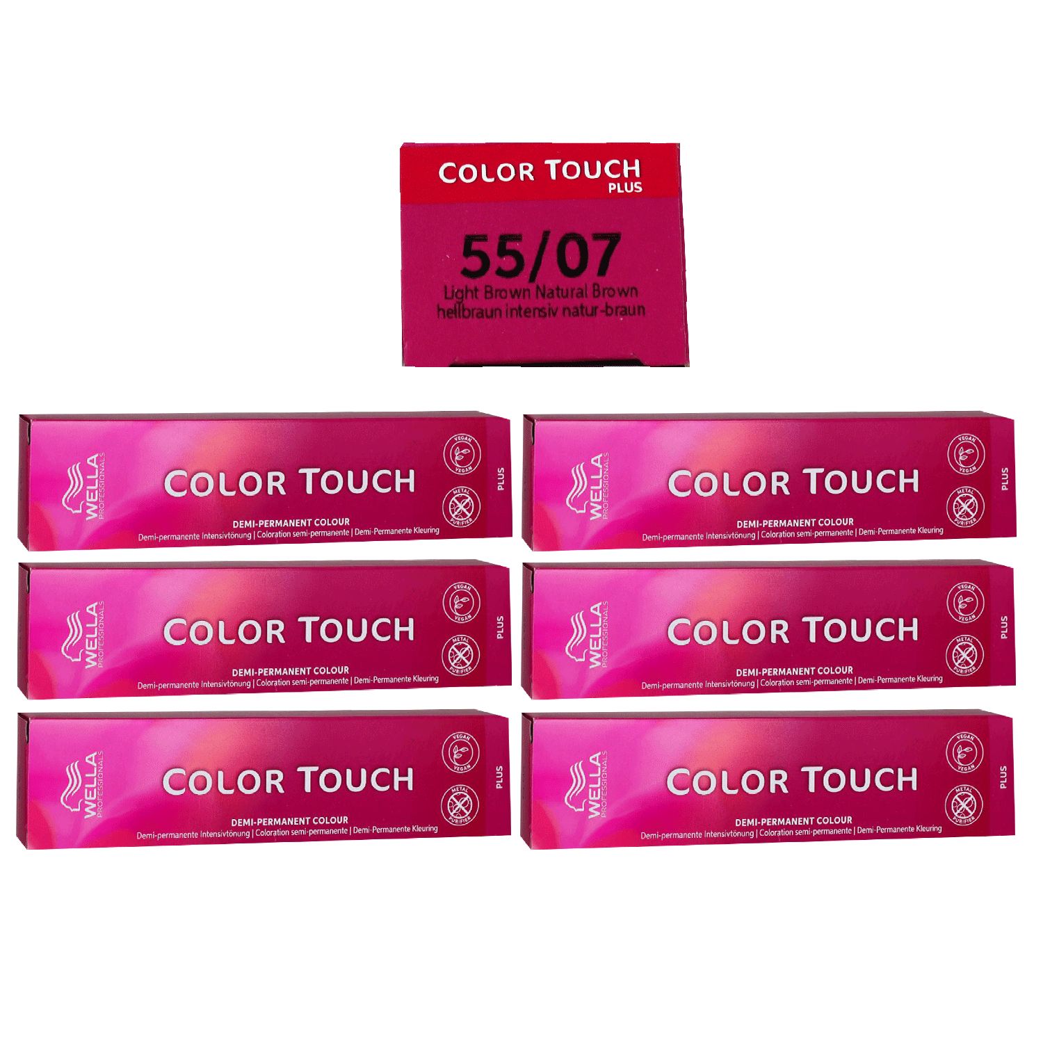 Wella Color Touch Plus 6 x 60 ml 55/07 hellbraun intensiv natur braun Intensivt�nung Set