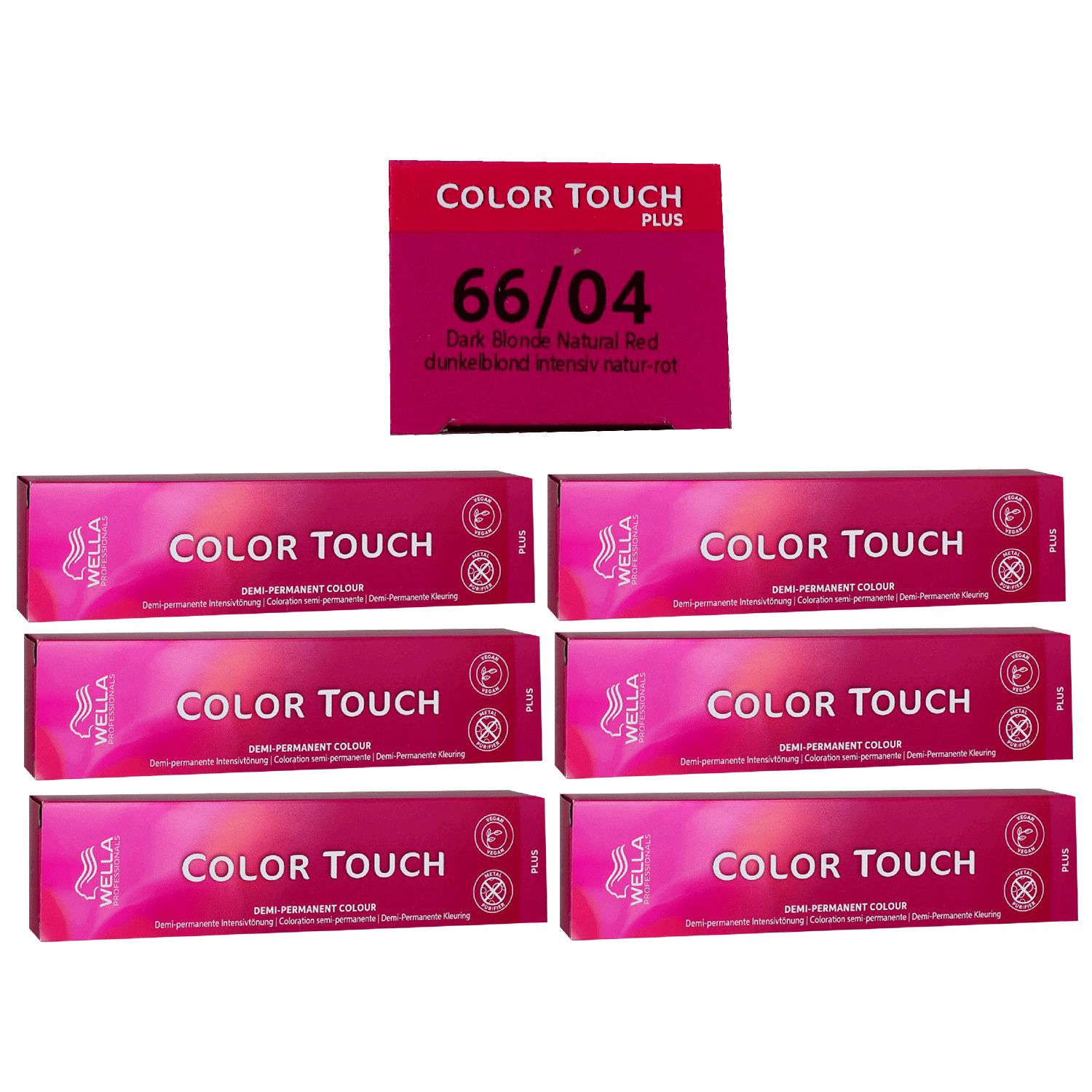 Wella Color Touch Plus 6 x 60 ml 66/04 dunkelblond intensiv natur rot Intensivt�nung Set