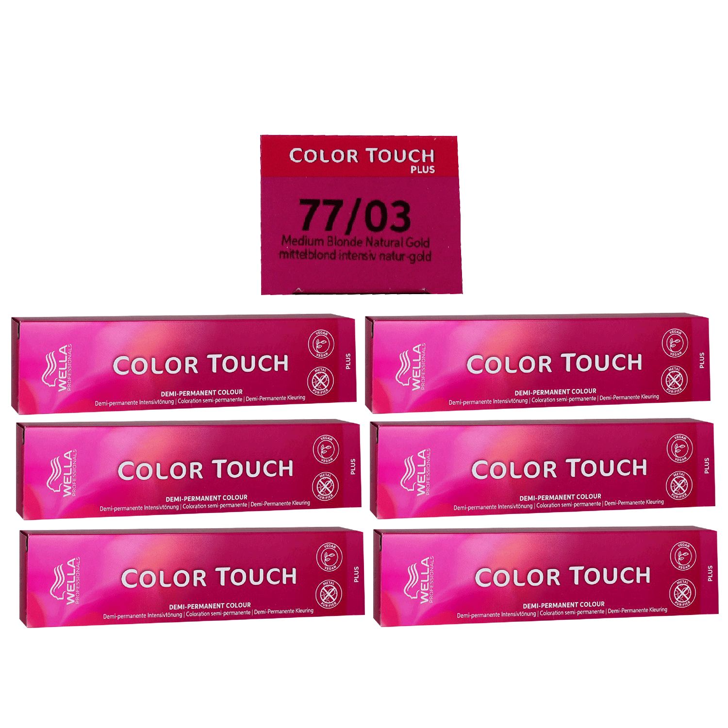 Wella Color Touch Plus 6 x 60 ml 77/03 mittelblond intensiv natur gold Intensivt�nung Set