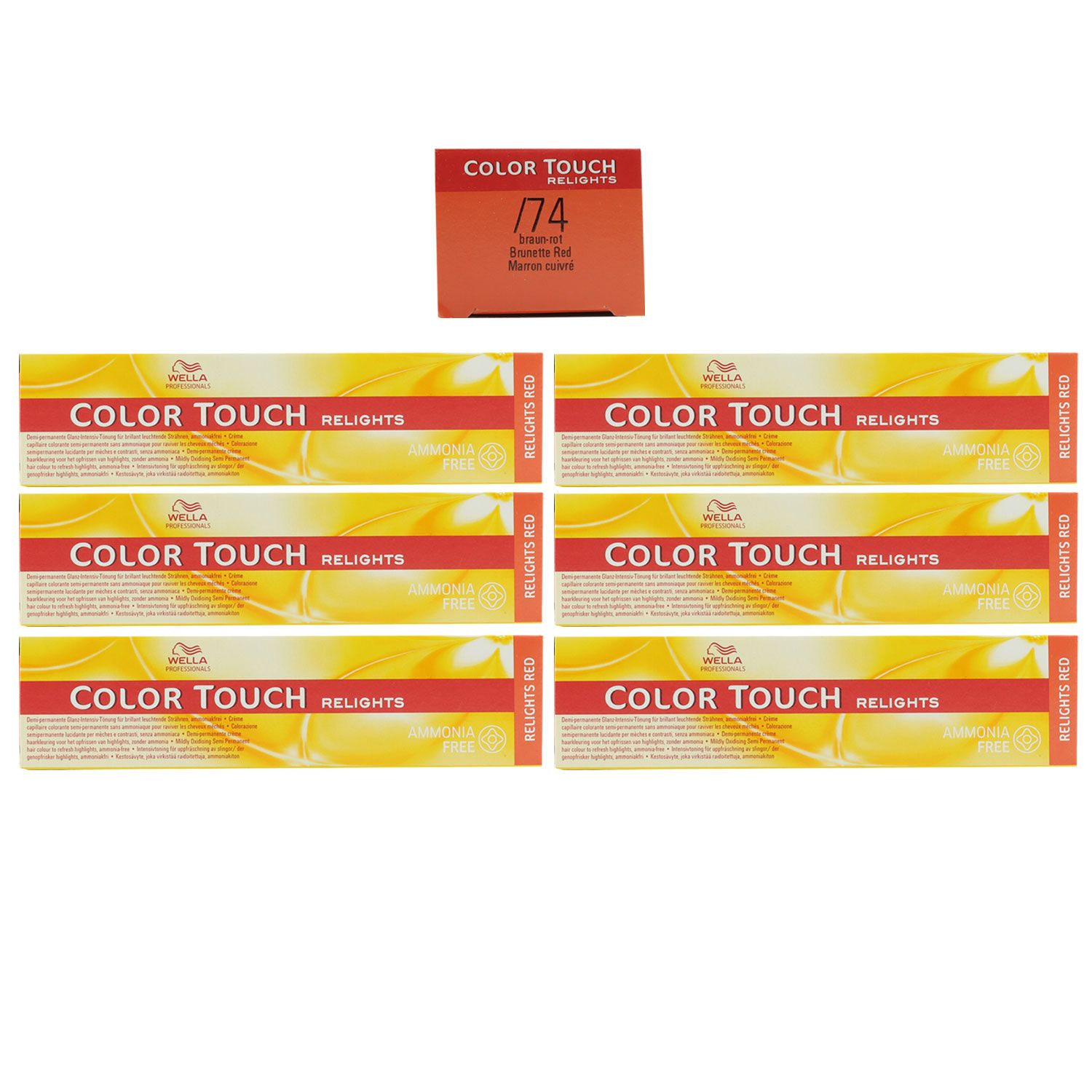 Wella Color Touch Relights Red 6 x 60 ml /74 braun rot Intensivt�nung Set