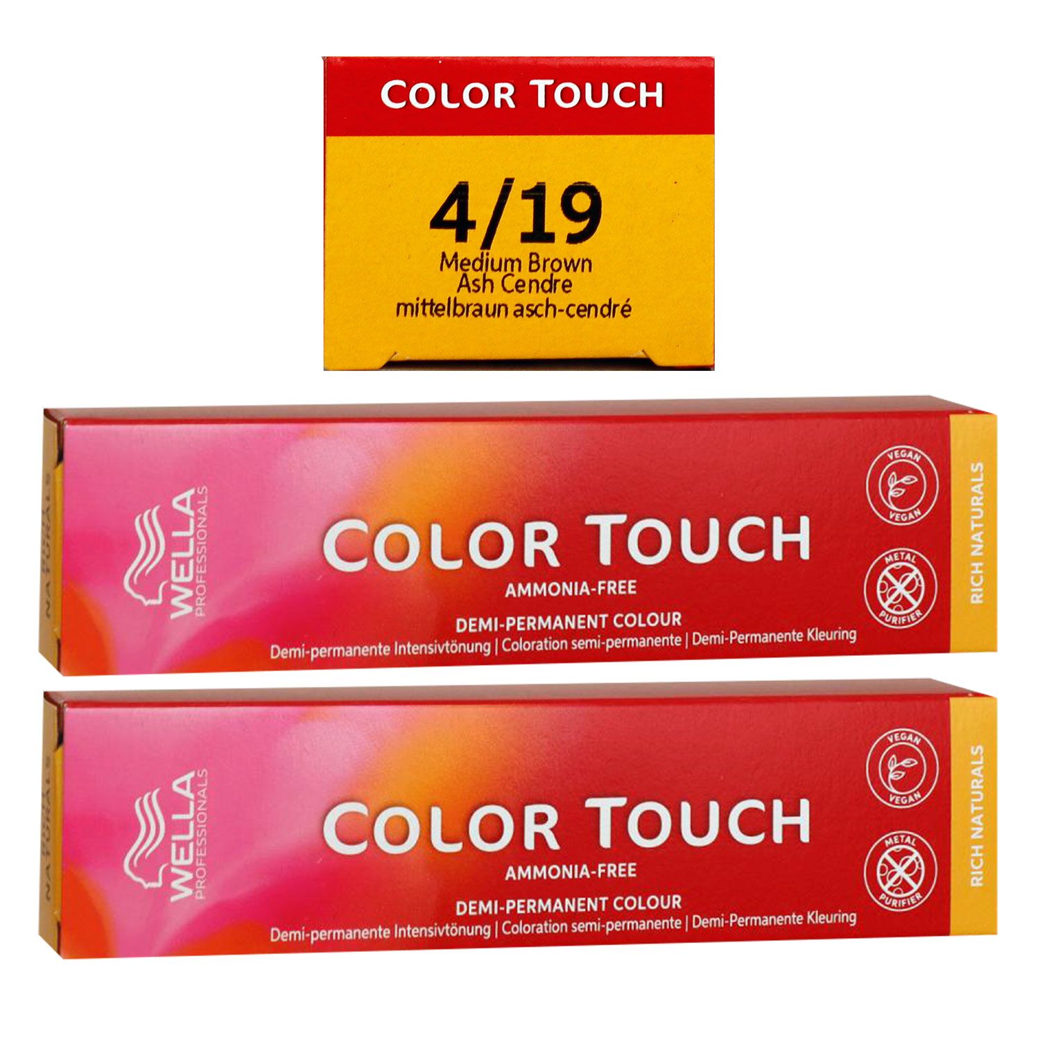 Wella Color Touch Rich Naturals 2 x 60 ml 4/19 mittelbraun asch cendre Set