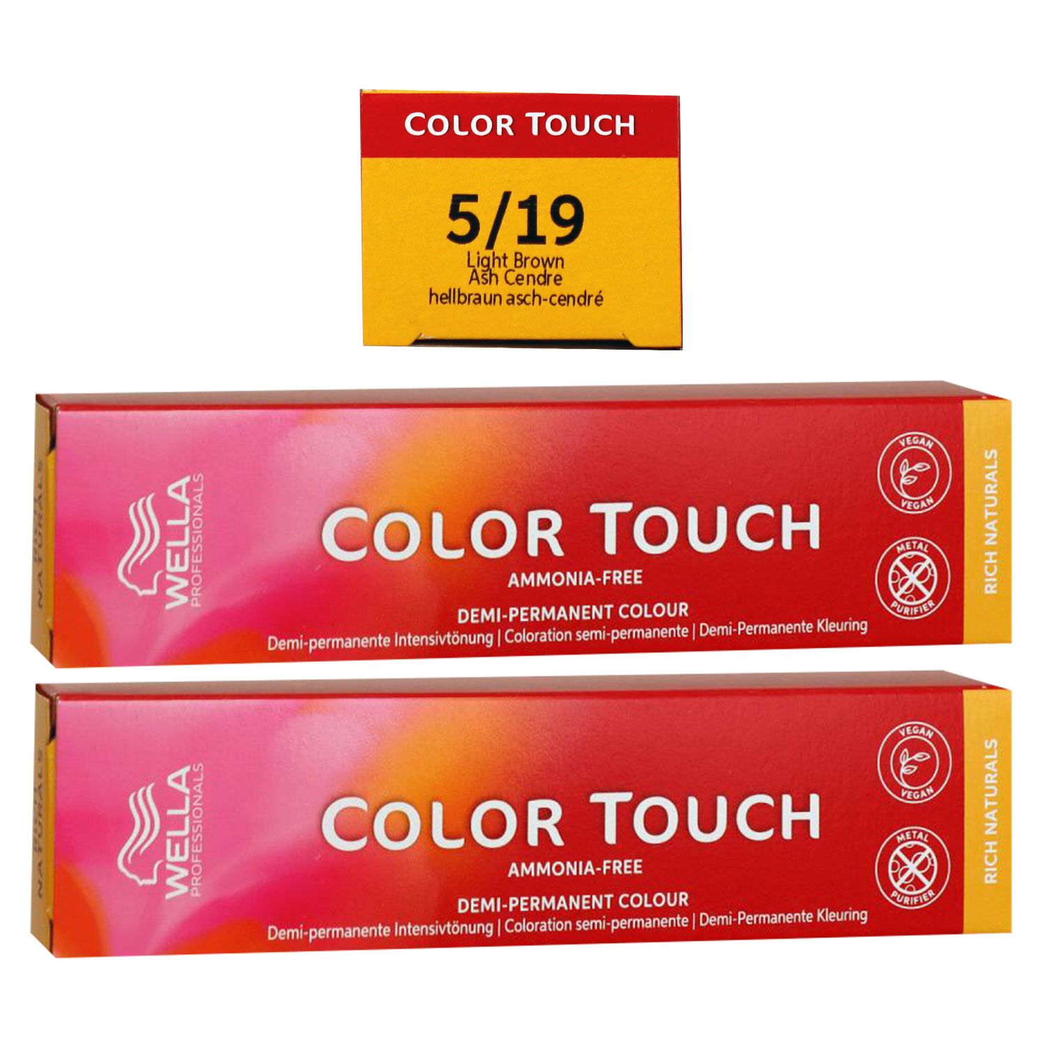 Wella Color Touch Rich Naturals 2 x 60 ml 5/19 hellbraun asch cendre Set