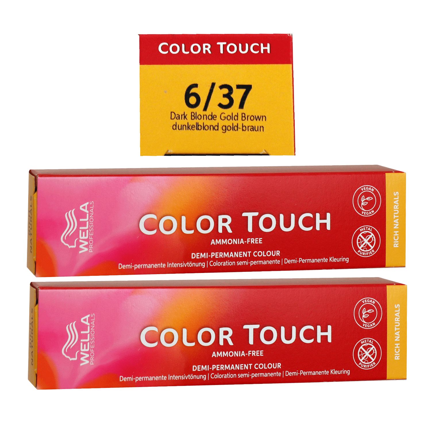 Wella Color Touch Rich Naturals 2 x 60 ml 6/37 dunkelblond gold braun Set