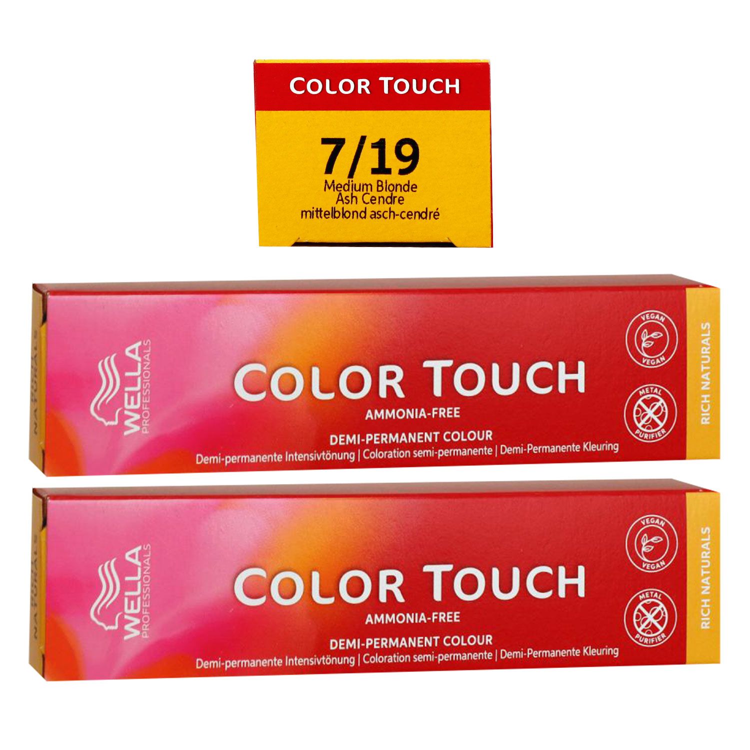Wella Color Touch Rich Naturals 2 x 60 ml 7/19 mittelblond asch cendre Set