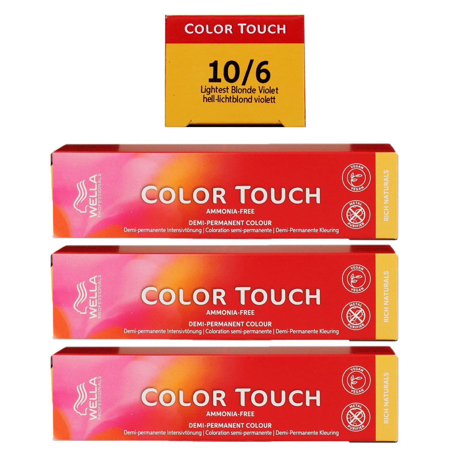 Wella Color Touch Rich Naturals 3 x 60 ml 10/6 hell lichtblond violett Set