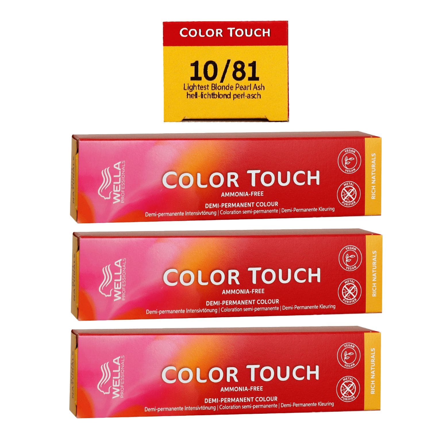 Wella Color Touch Rich Naturals 3 x 60 ml 10/81 hell lichtblond pearl asch Set