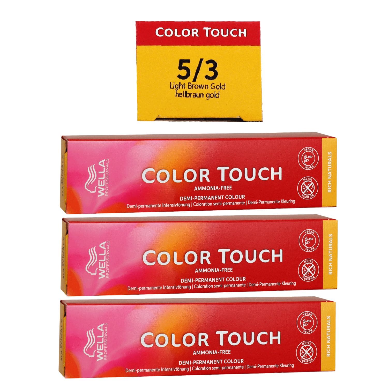 Wella Color Touch Rich Naturals 3 x 60 ml 5/3 hellbraun gold Set