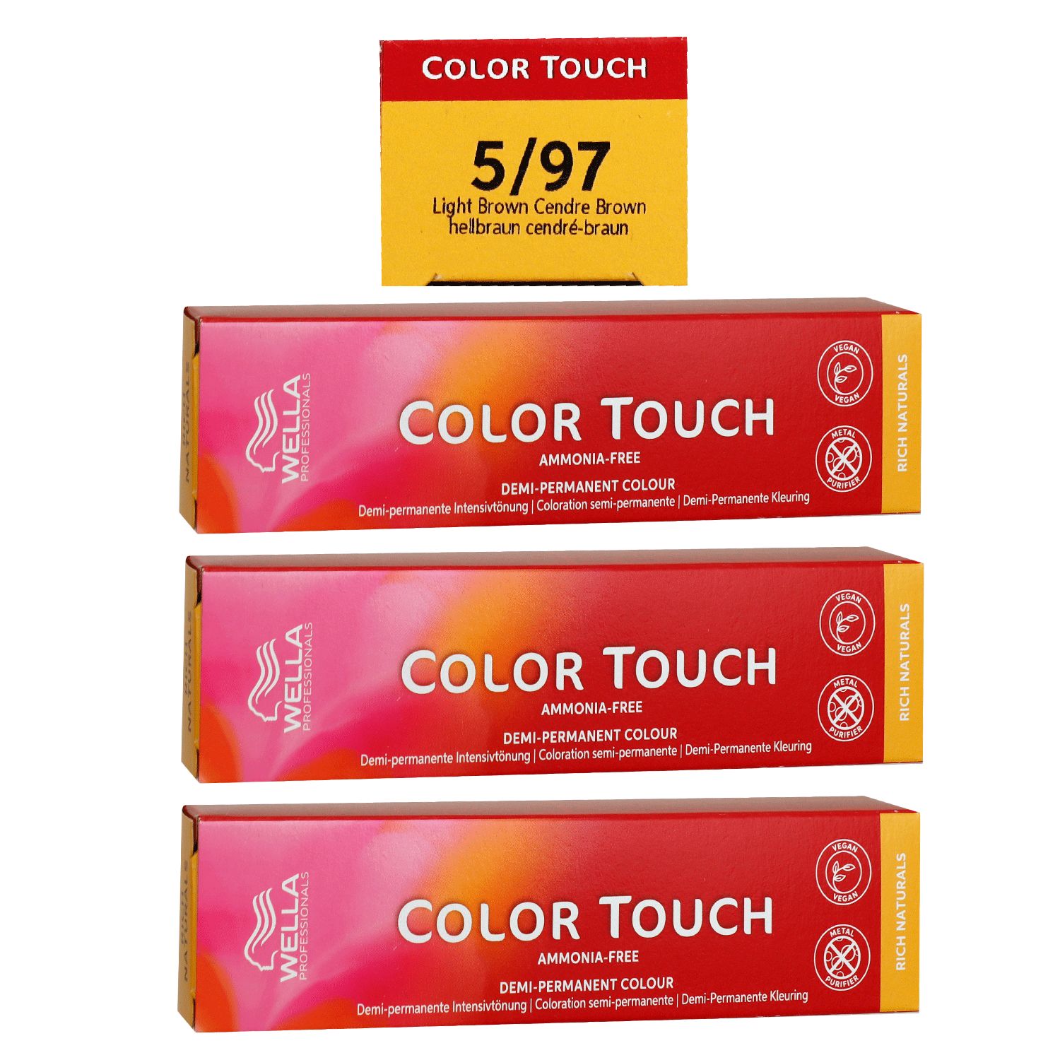 Wella Color Touch Rich Naturals 3 x 60 ml 5/97 hellbraun cendr� braun Set