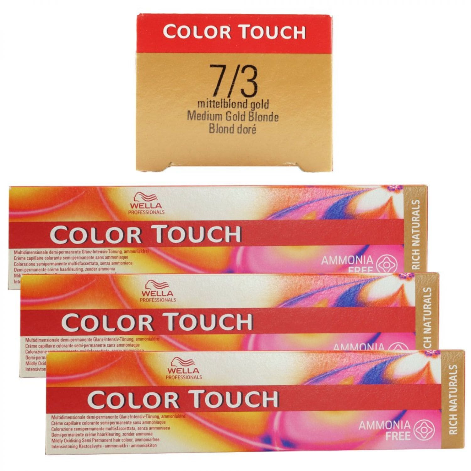 Wella Color Touch Rich Naturals 3 x 60 ml 7/3 mittelblond gold Set