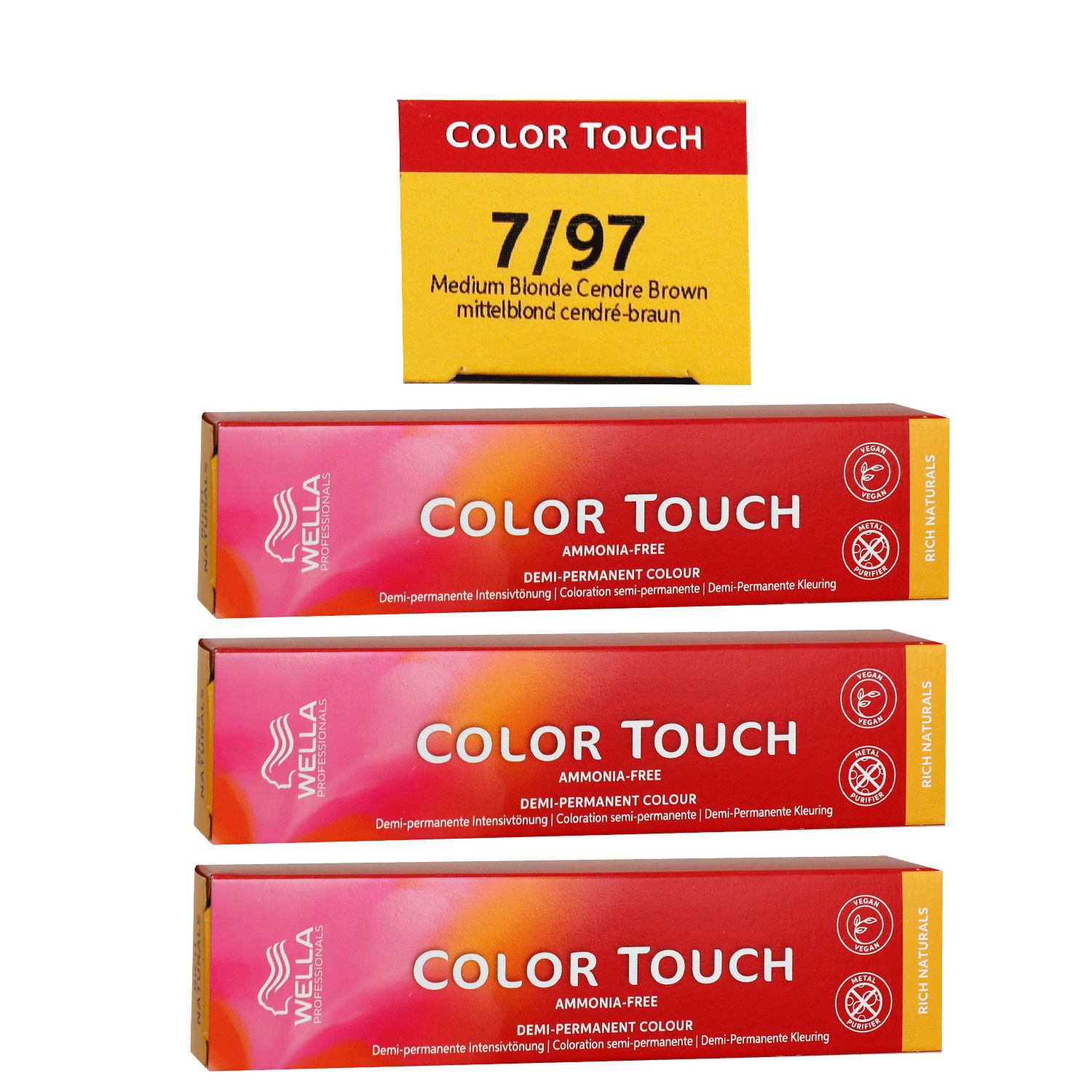 Wella Color Touch Rich Naturals 3 x 60 ml 7/97 mittelblond cendr� braun Set