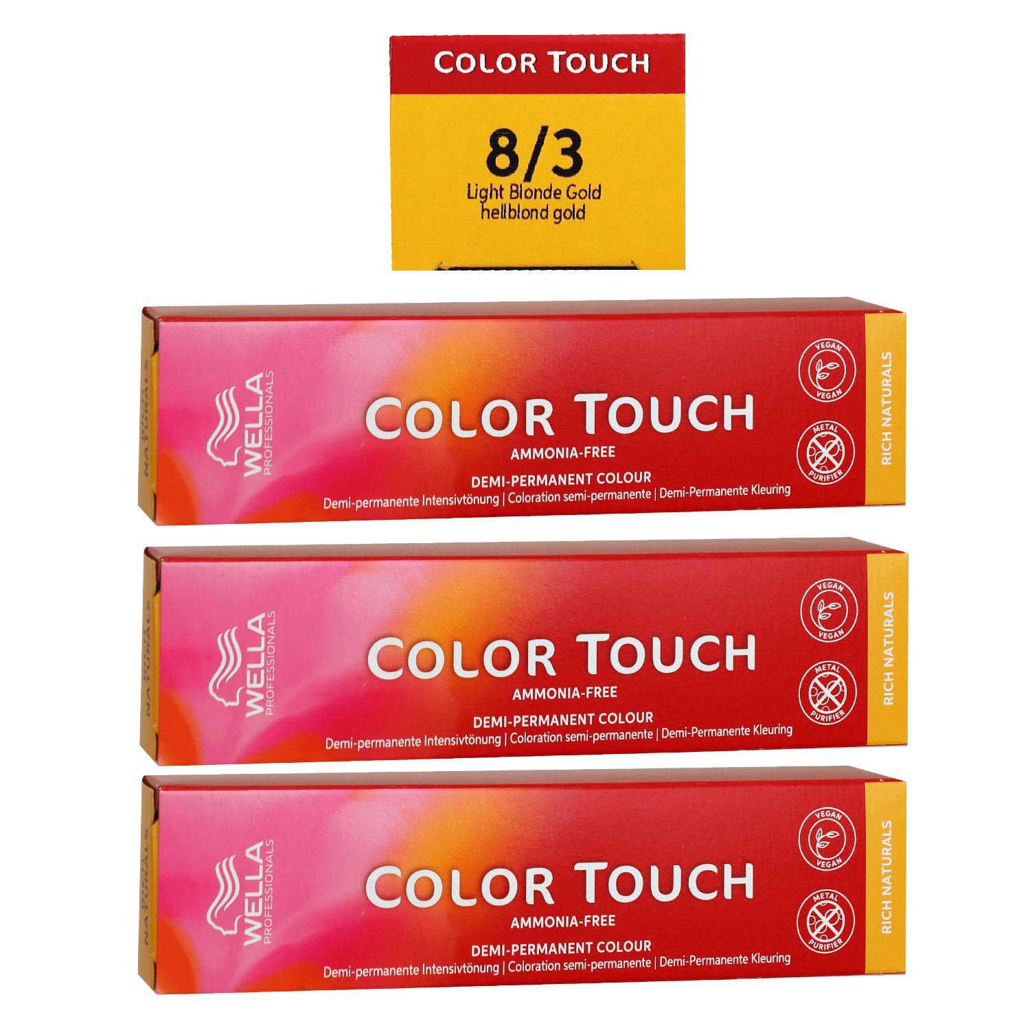 Wella Color Touch Rich Naturals 3 x 60 ml 8/3 hellblond gold Set