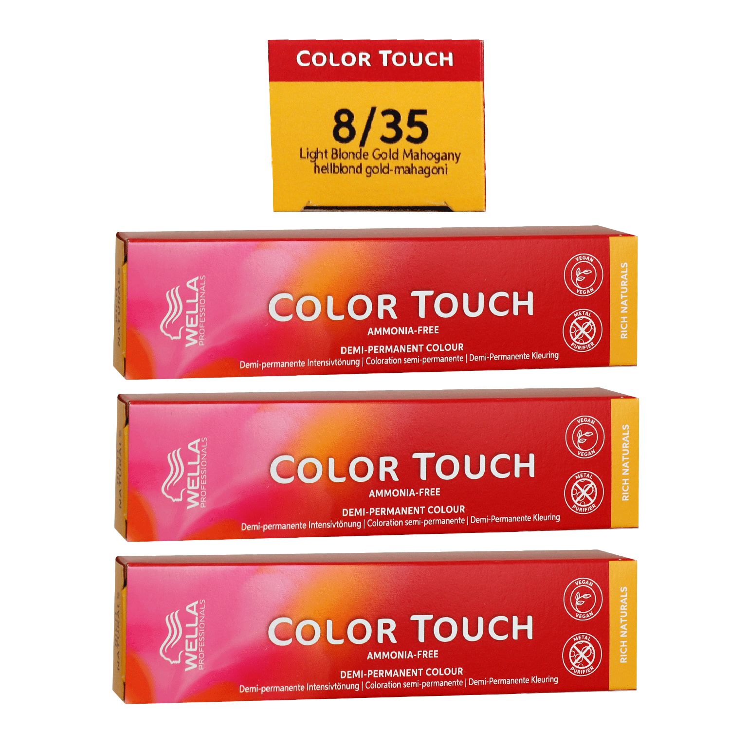 Wella Color Touch Rich Naturals 3 x 60 ml 8/35 helllblond gold mahagoni Set