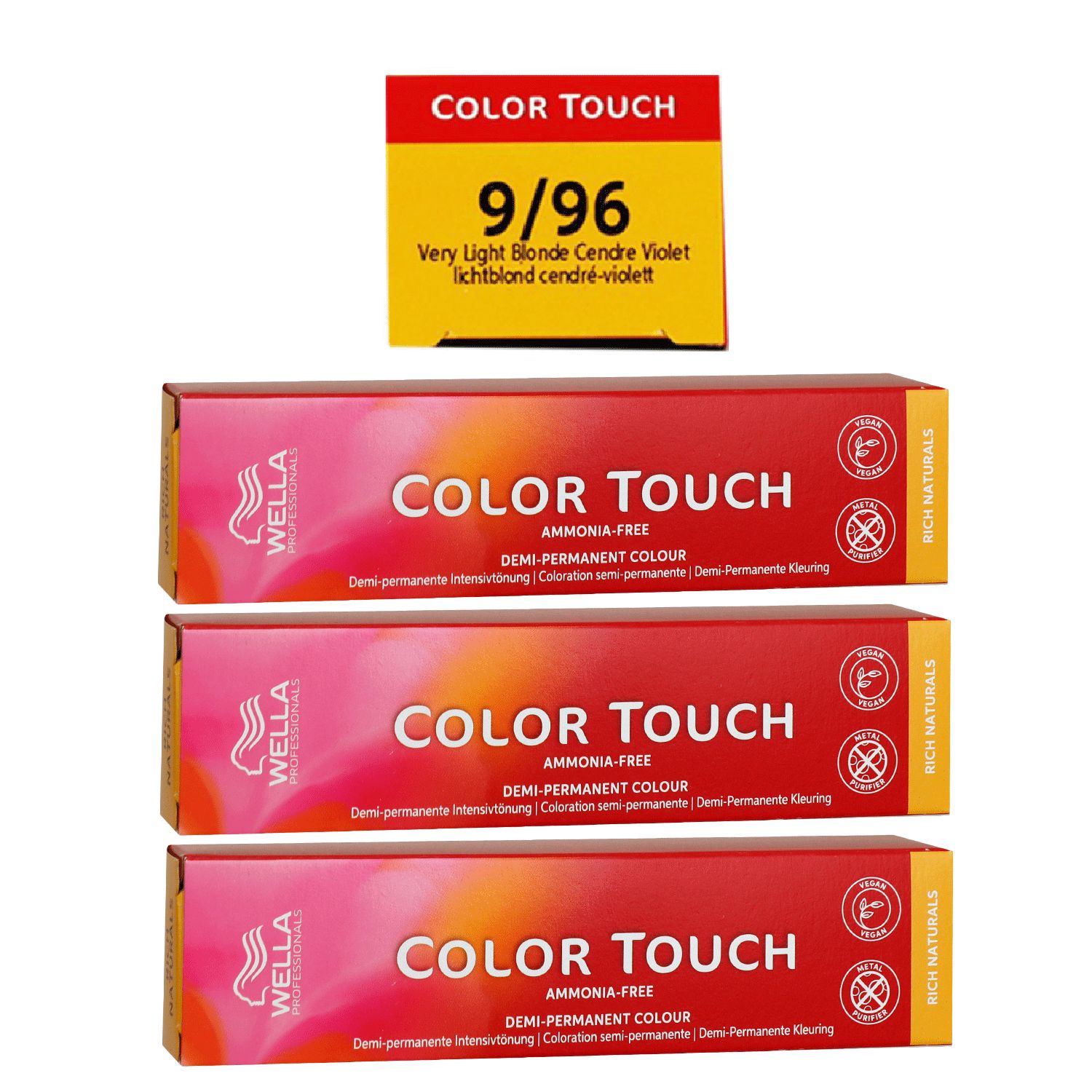 Wella Color Touch Rich Naturals 3 x 60 ml 9/96 lichtblond cendr� violett Set