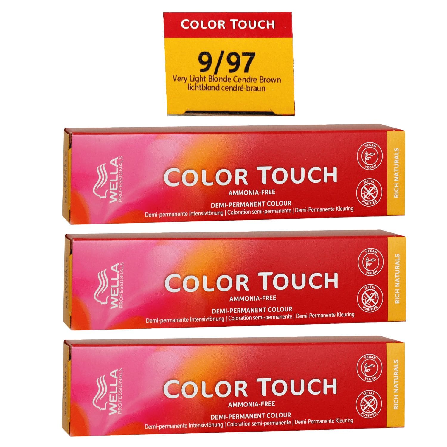 Wella Color Touch Rich Naturals 3 x 60 ml 9/97 lichtblond cendr� braun Set
