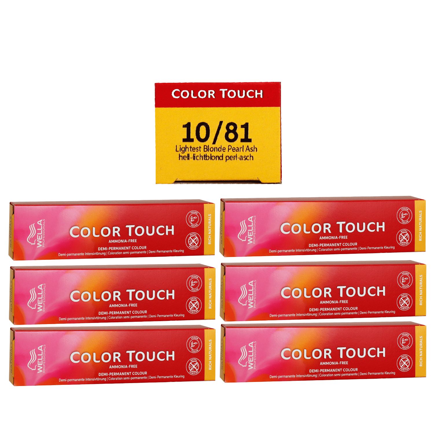 Wella Color Touch Rich Naturals 6 x 60 ml 10/81 hell lichtblond pearl asch Set