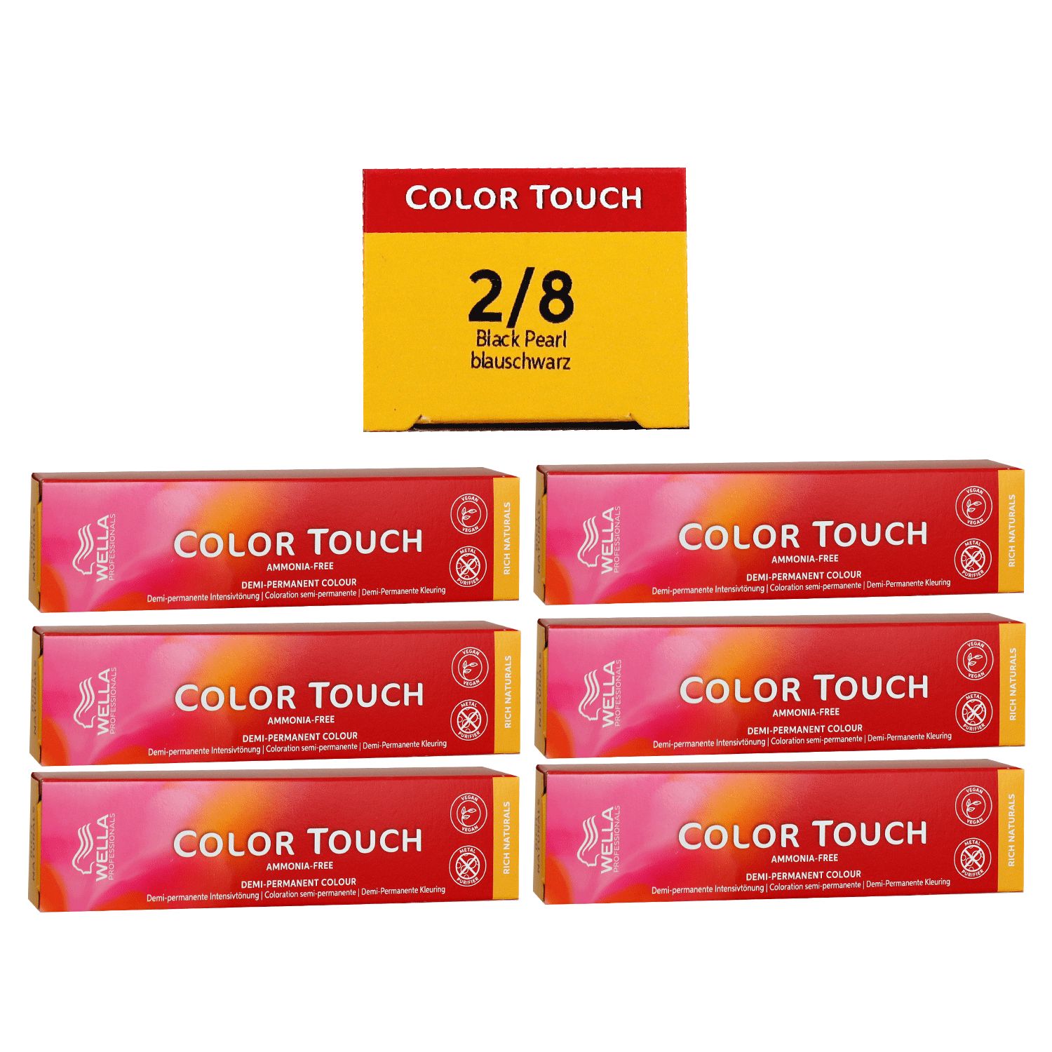 Wella Color Touch Rich Naturals 6 x 60 - ml 2/8 blau blauschwarz Set