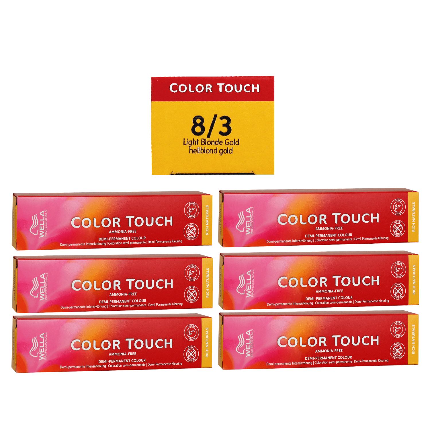 Wella Color Touch Rich Naturals 6 x 60 ml 8/3 hellblond gold Set