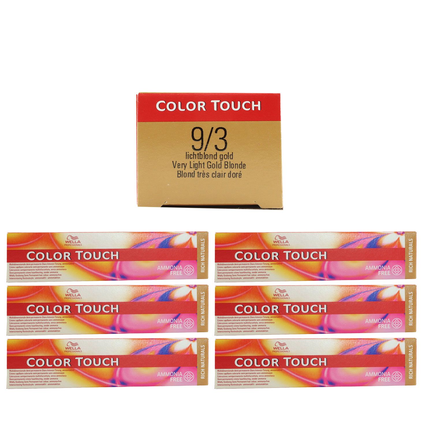 Wella Color Touch Rich Naturals 6 x 60 ml 9/3 lichtblond gold Set