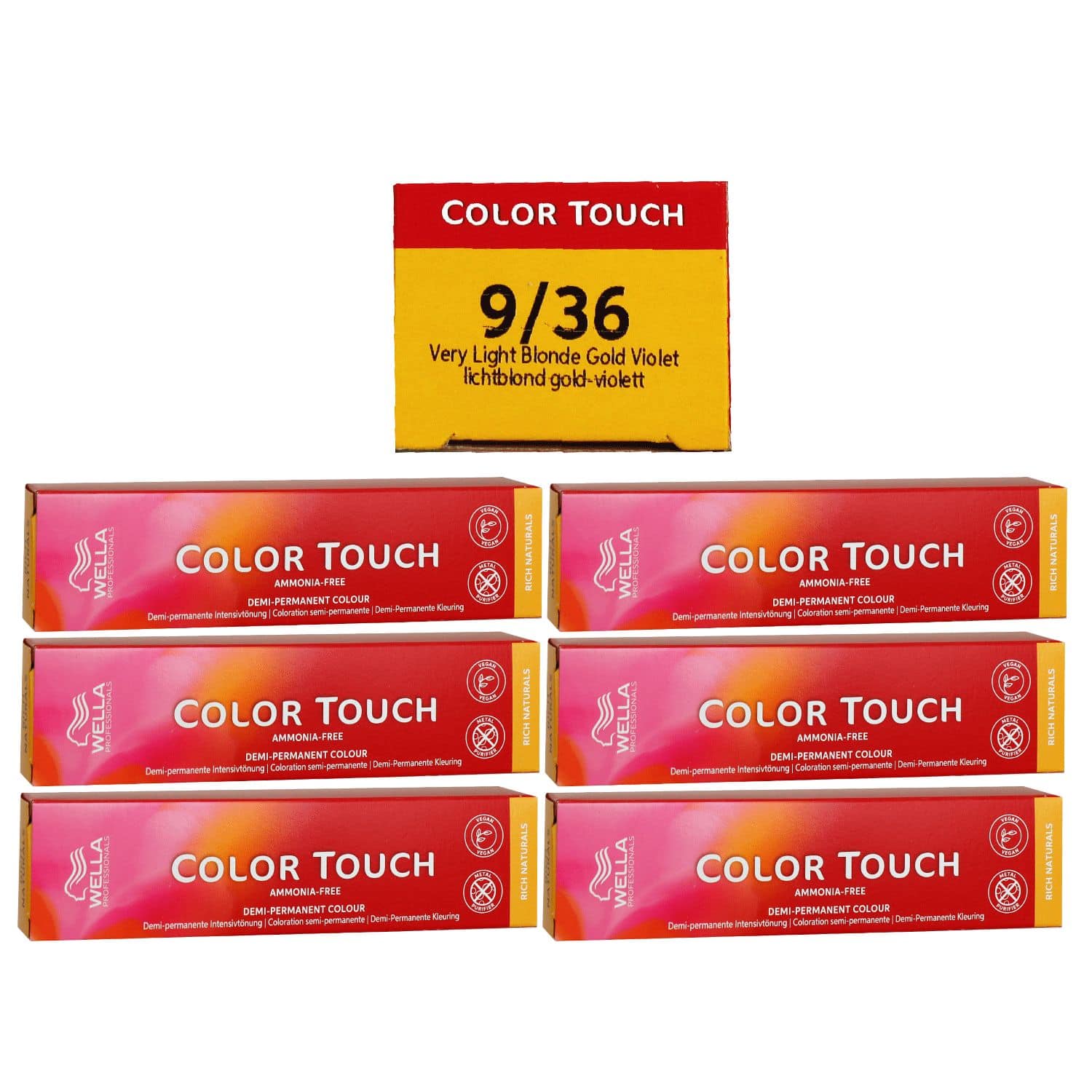 Wella Color Touch Rich Naturals 6 x 60 ml 9/36 lichtblond gold violett Set