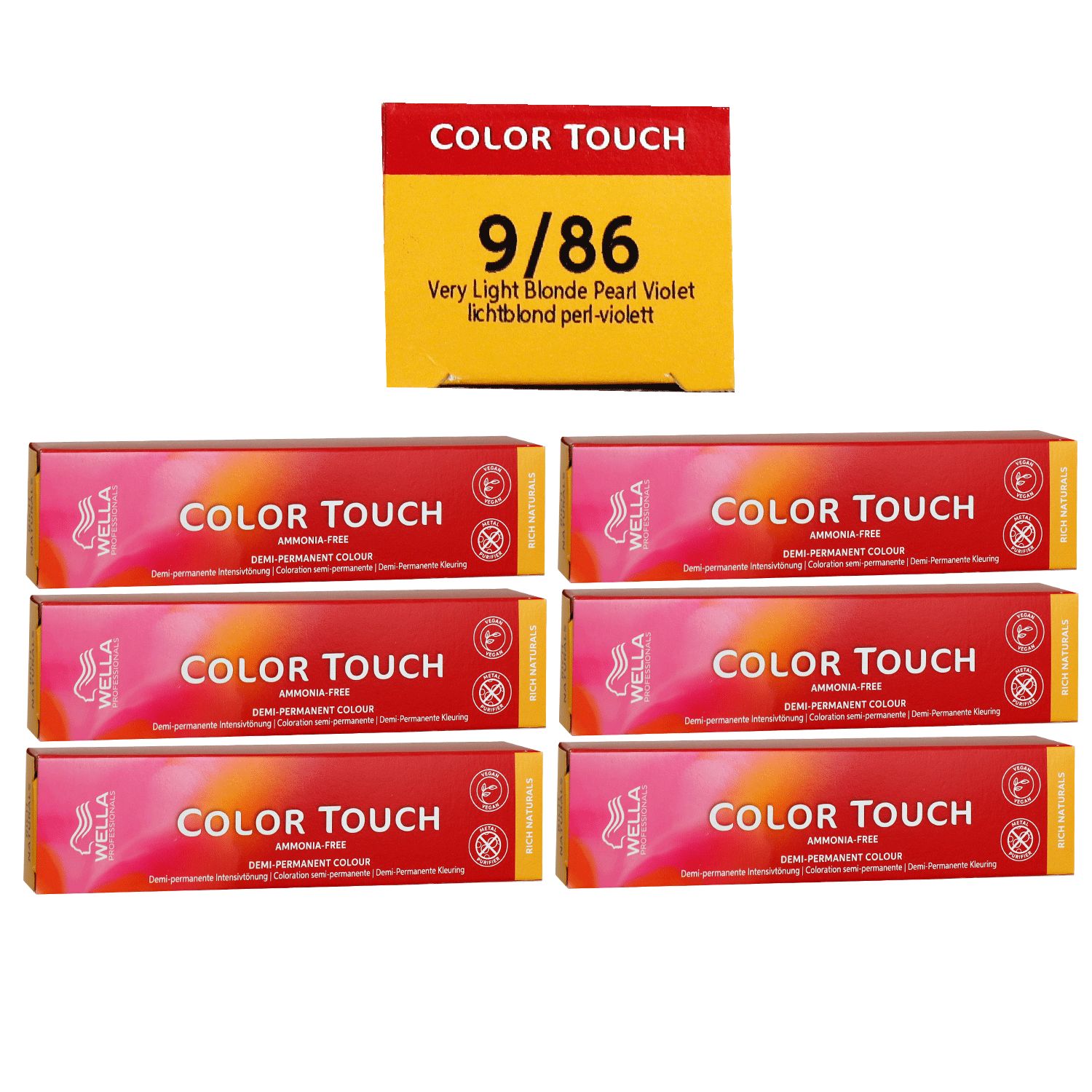Wella Color Touch Rich Naturals 6 x 60 ml 9/86 lichtblond perl-violett Set