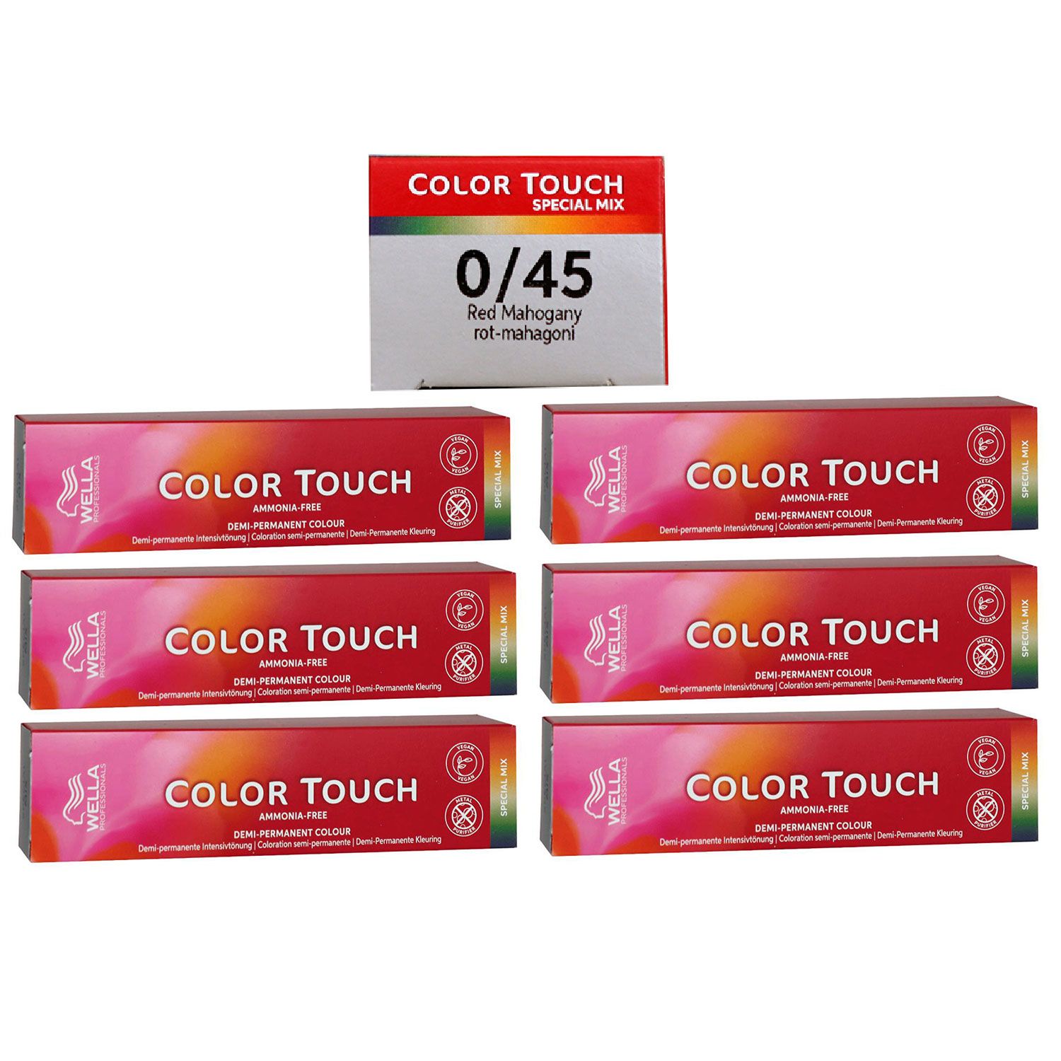 Wella Color Touch Special Mix 6 x 60 ml 0/45 rot mahagoni Set