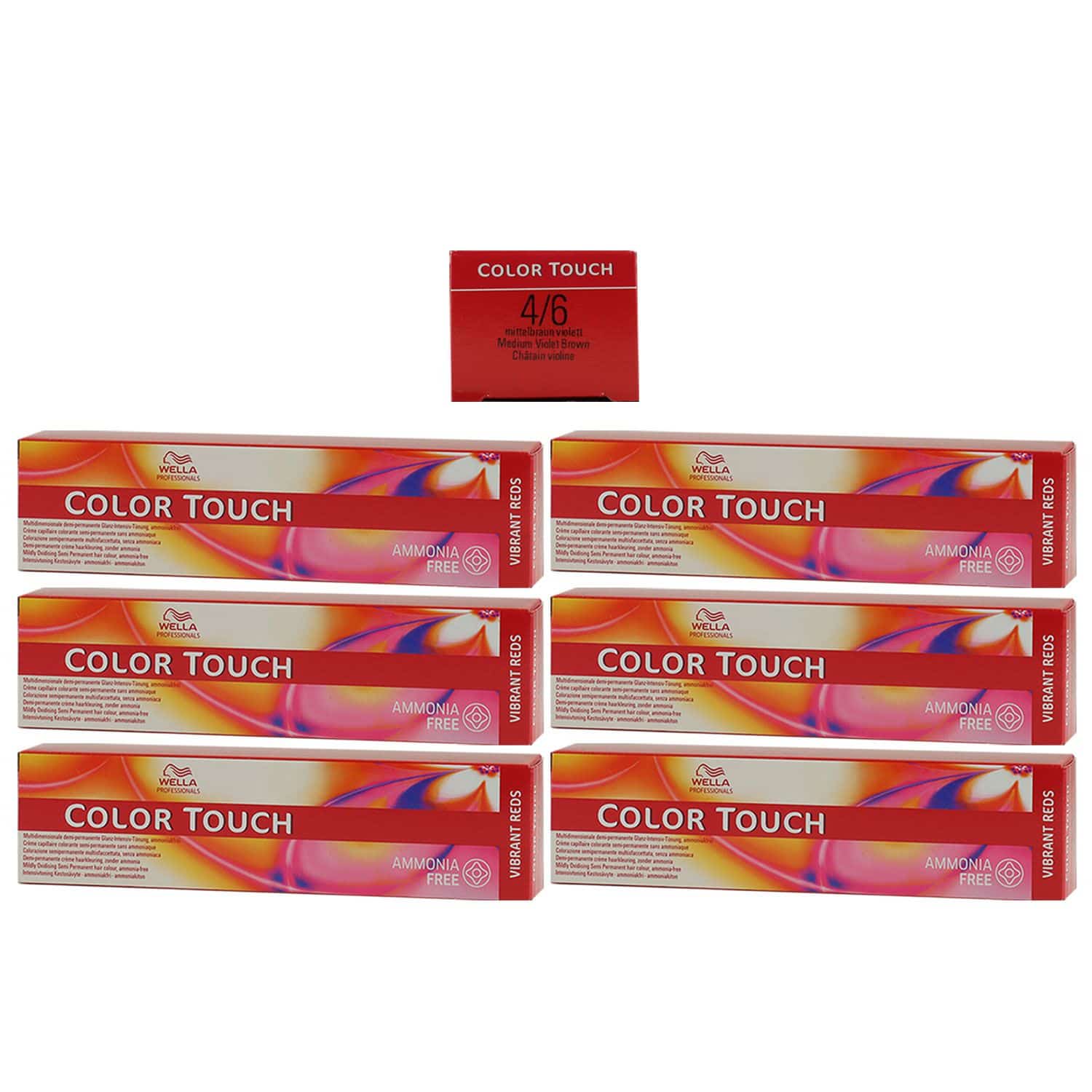 Wella Color Touch Vibrants Red 6 x 60 ml 4/6 mittelbraun violett Set