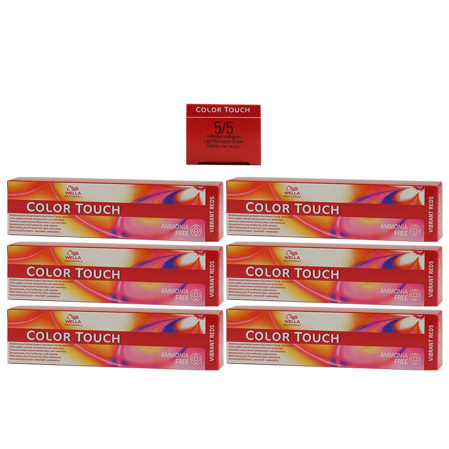 Wella Color Touch Vibrants Red 6 x 60 ml 5/5 hellbraun mahagoni Set