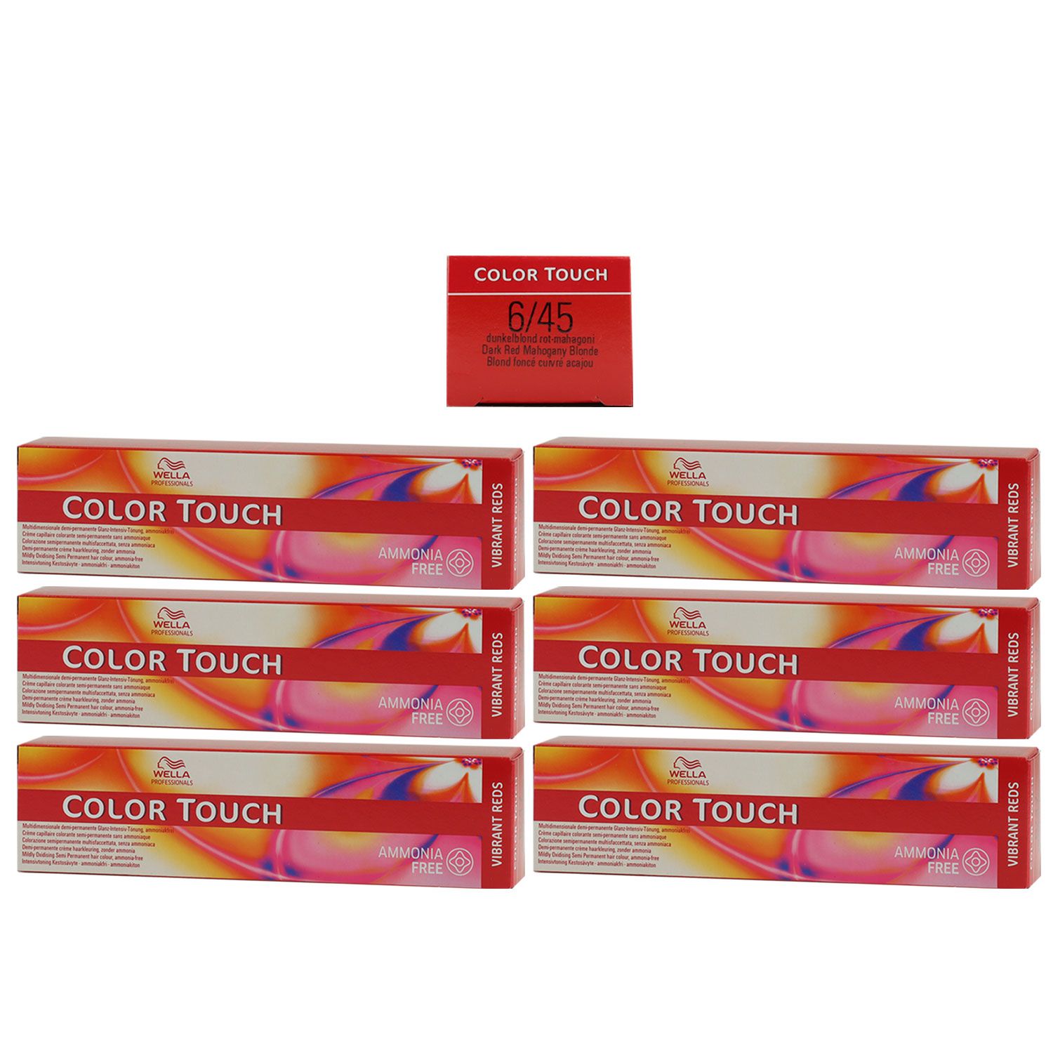 Wella Color Touch Vibrants Red 6 x 60 ml 6/45 dunkelblond rot mahagoni Set