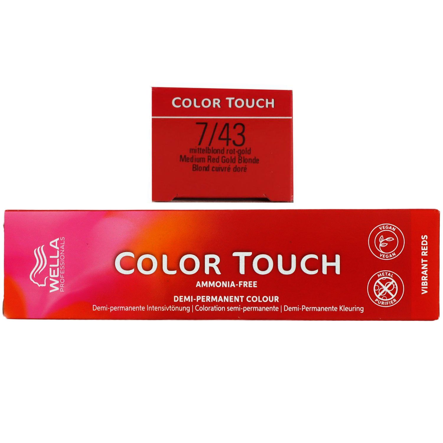 Wella Color Touch Vibrants Red 60 ml 7/43 mittelblond rot gold