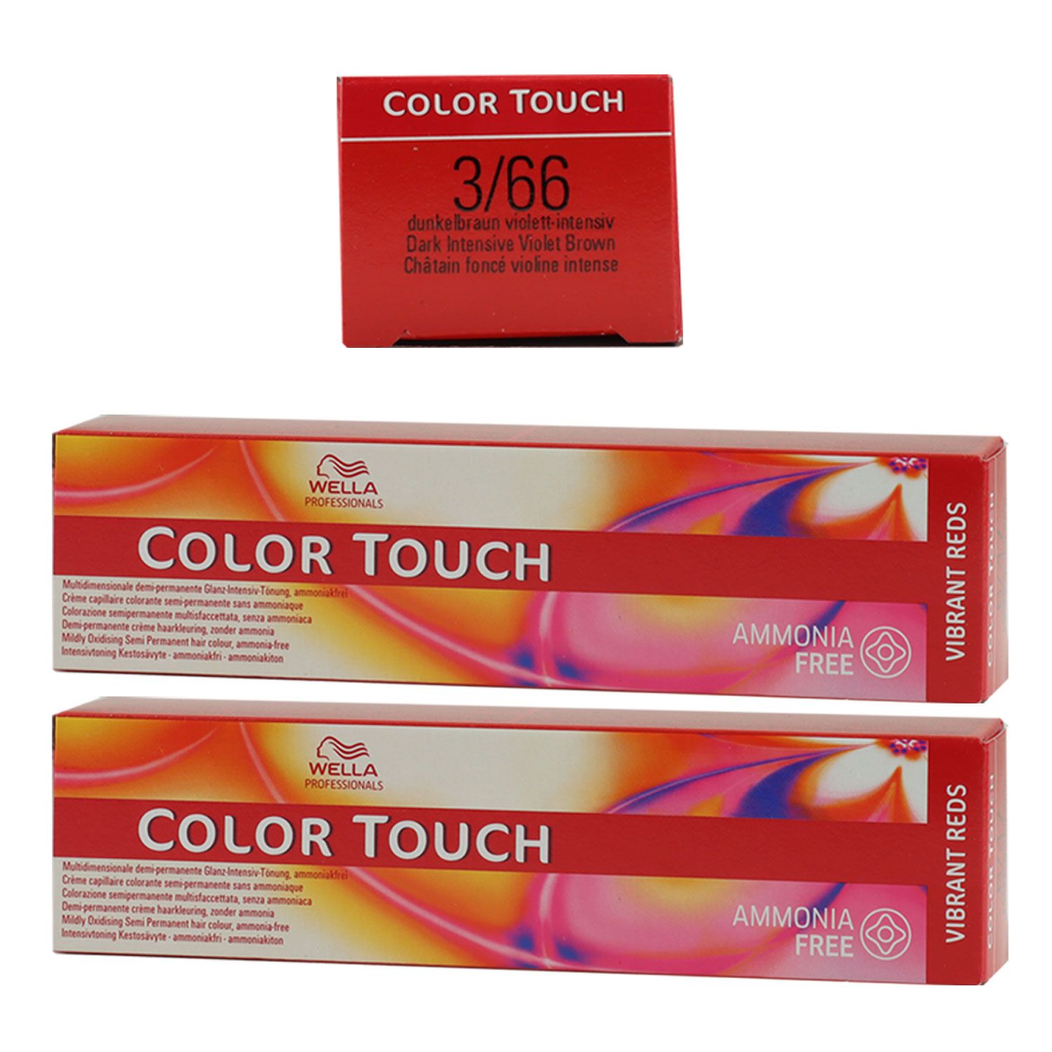 Wella Color Touch Vibrants Reds 2 x 60 ml 3/66 dunkelbraun intensiv violett Set