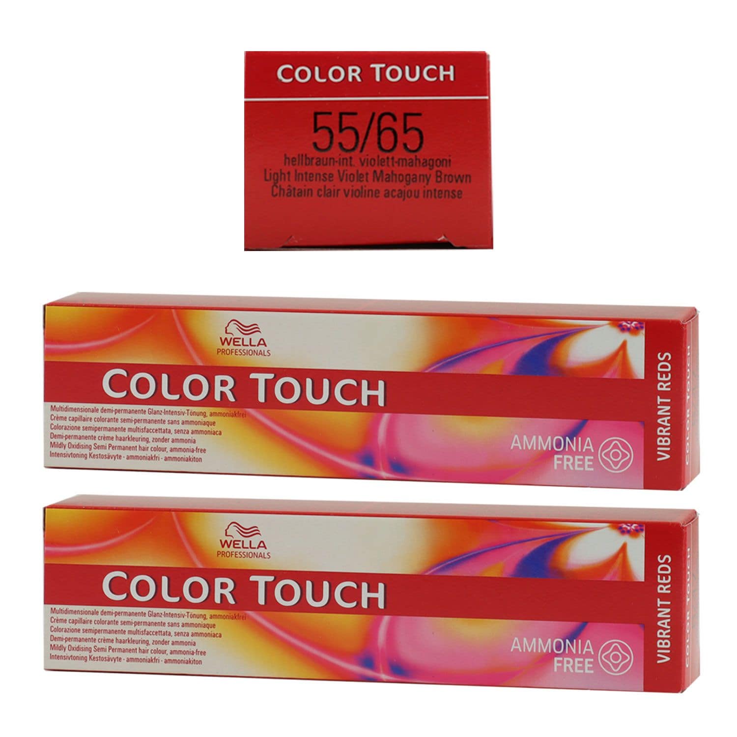 Wella Color Touch Vibrants Reds 2 x 60 ml 55/65 hellbraun intensiv violett mahagoni Set