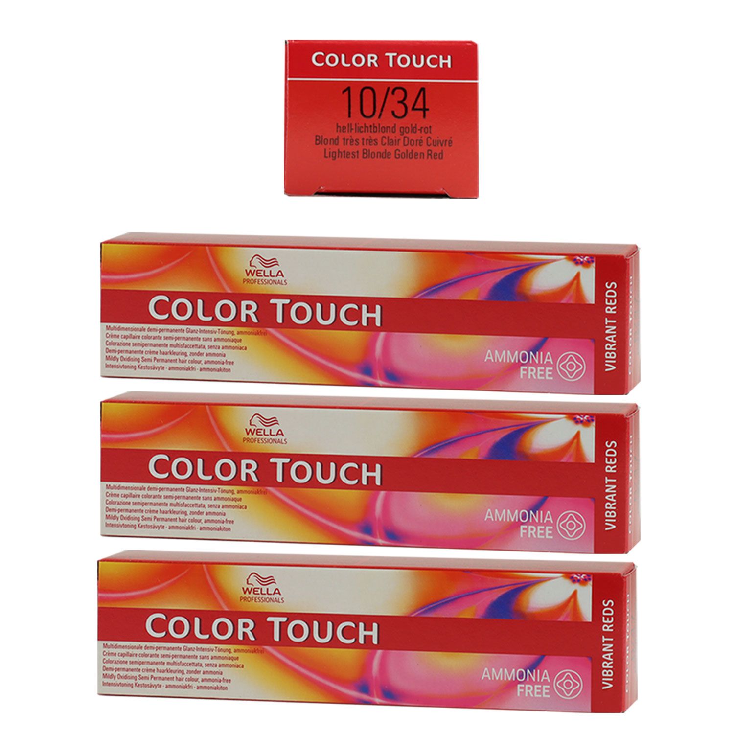 Wella Color Touch Vibrants Reds 3 x 60 ml 10/34 hell lichtblond gold rot Set