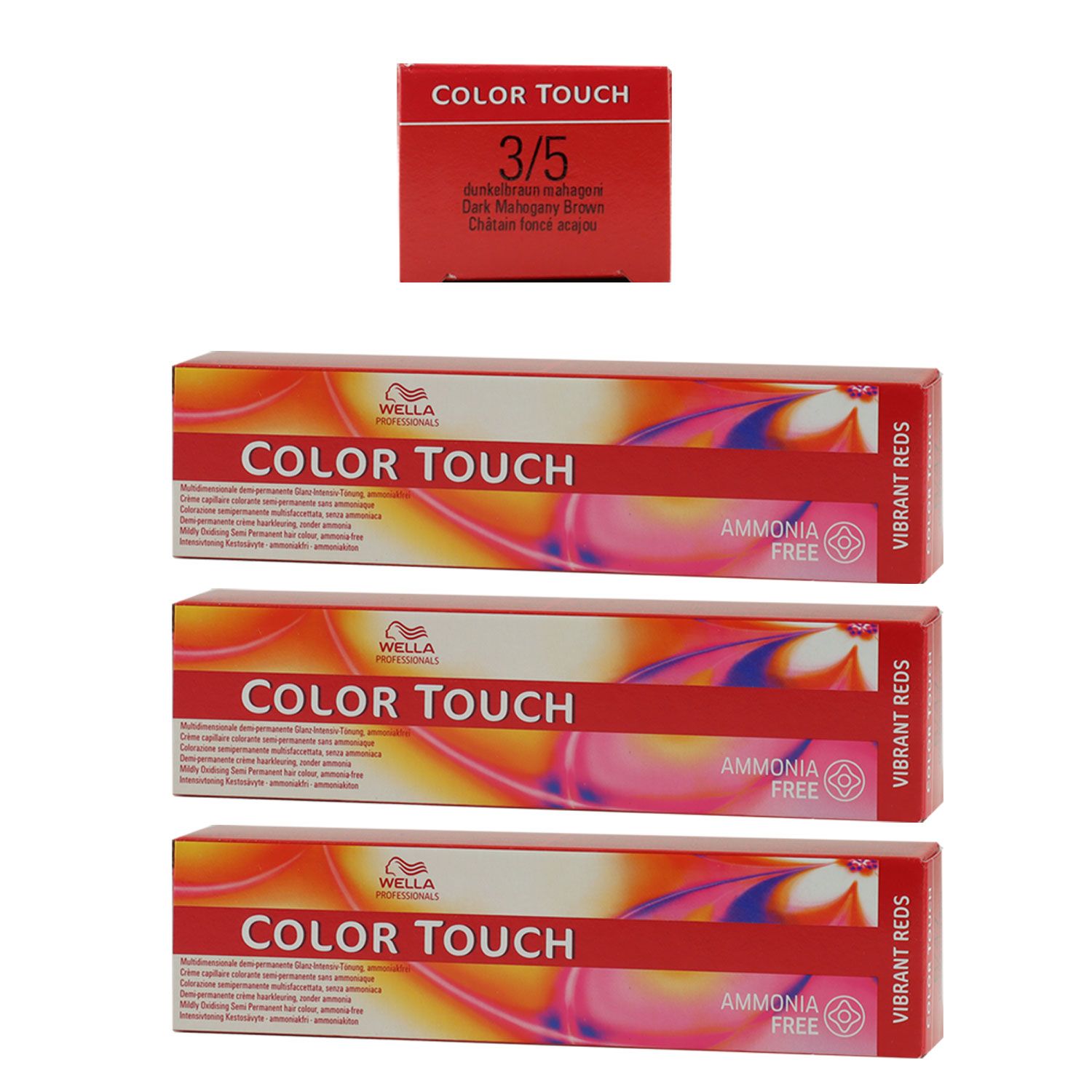 Wella Color Touch Vibrants Reds 3 x 60 ml 3/5 dunkelbraun mahagoni Set
