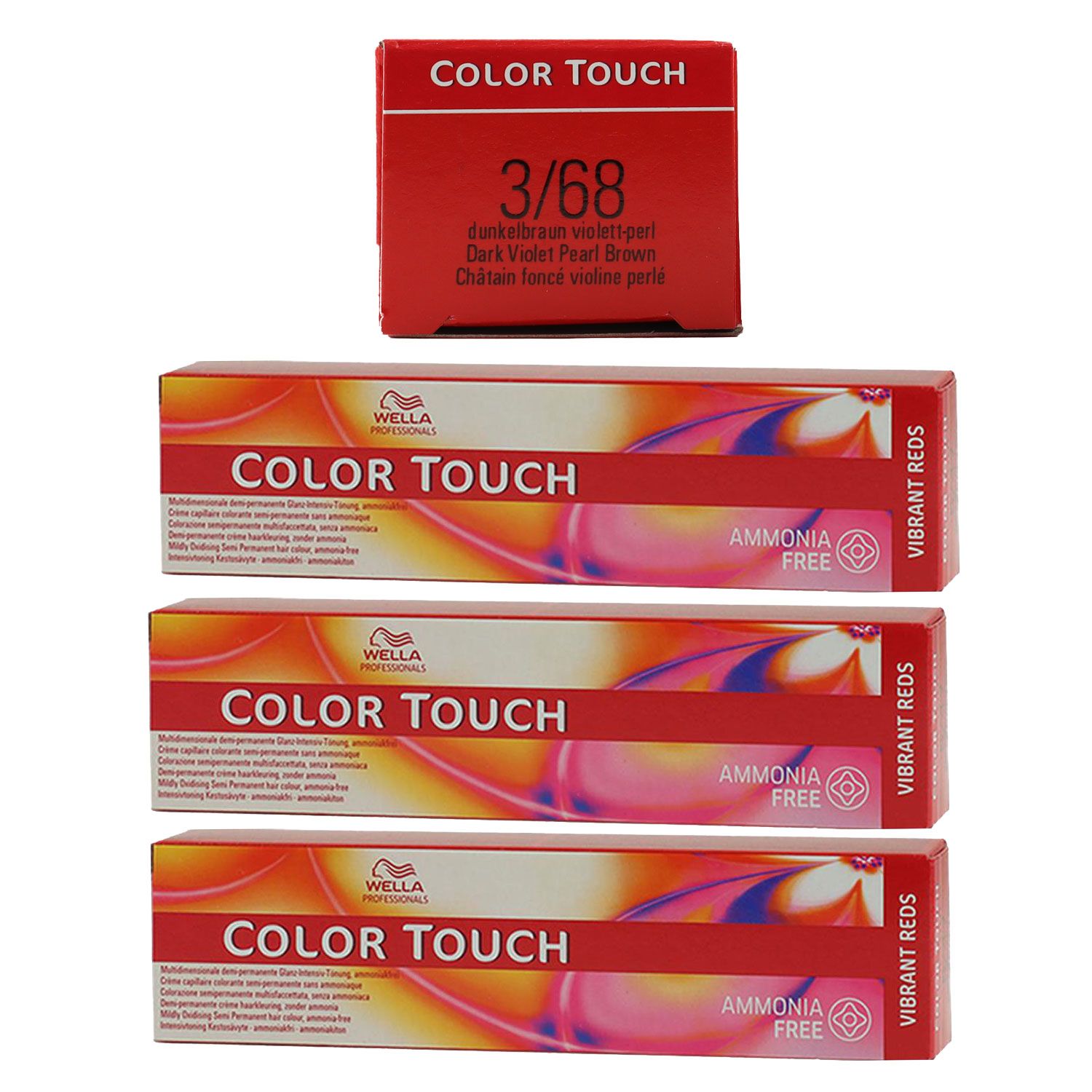 Wella Color Touch Vibrants Reds 3 x 60 ml 3/68 dunkelbraun violett perl Set