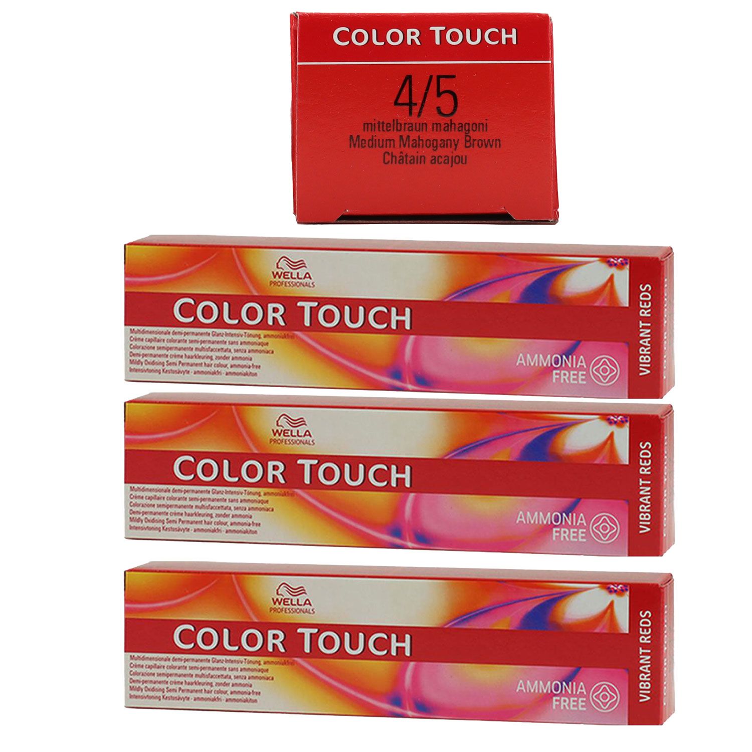 Wella Color Touch Vibrants Reds 3 x 60 ml 4/5 mittelbraun mahagoni Set