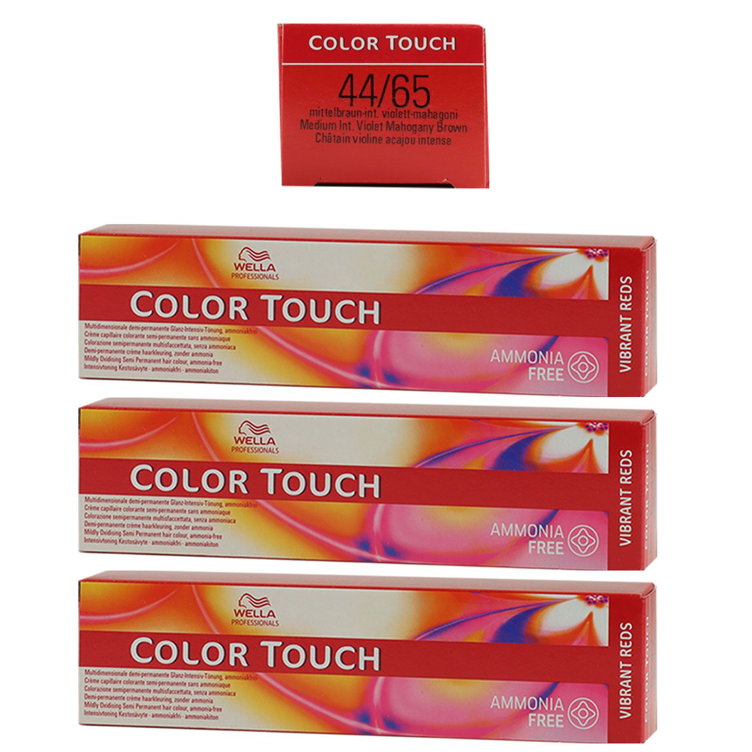 Wella Color Touch Vibrants Reds 3 x 60 ml 44/65 mittelbraun intensiv violett mahagoni Set