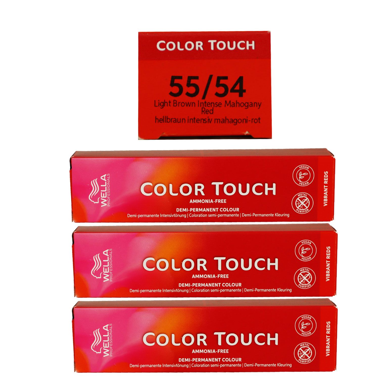 Wella Color Touch Vibrants Reds 3 x 60 ml 55/54 hellbraun intensiv mahagoni rot Set