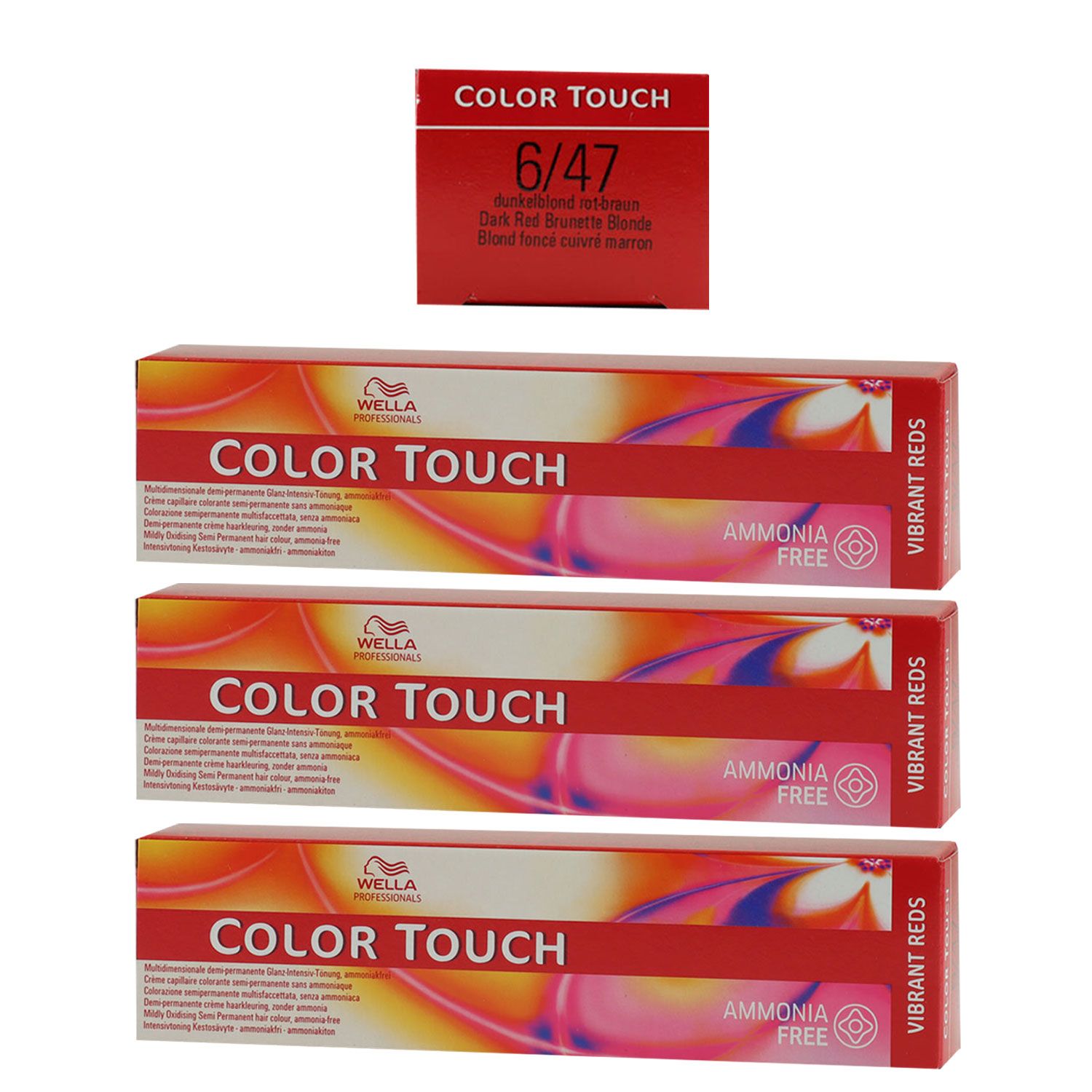 Wella Color Touch Vibrants Reds 3 x 60 ml 6/47 dunkelblond rot braun Set