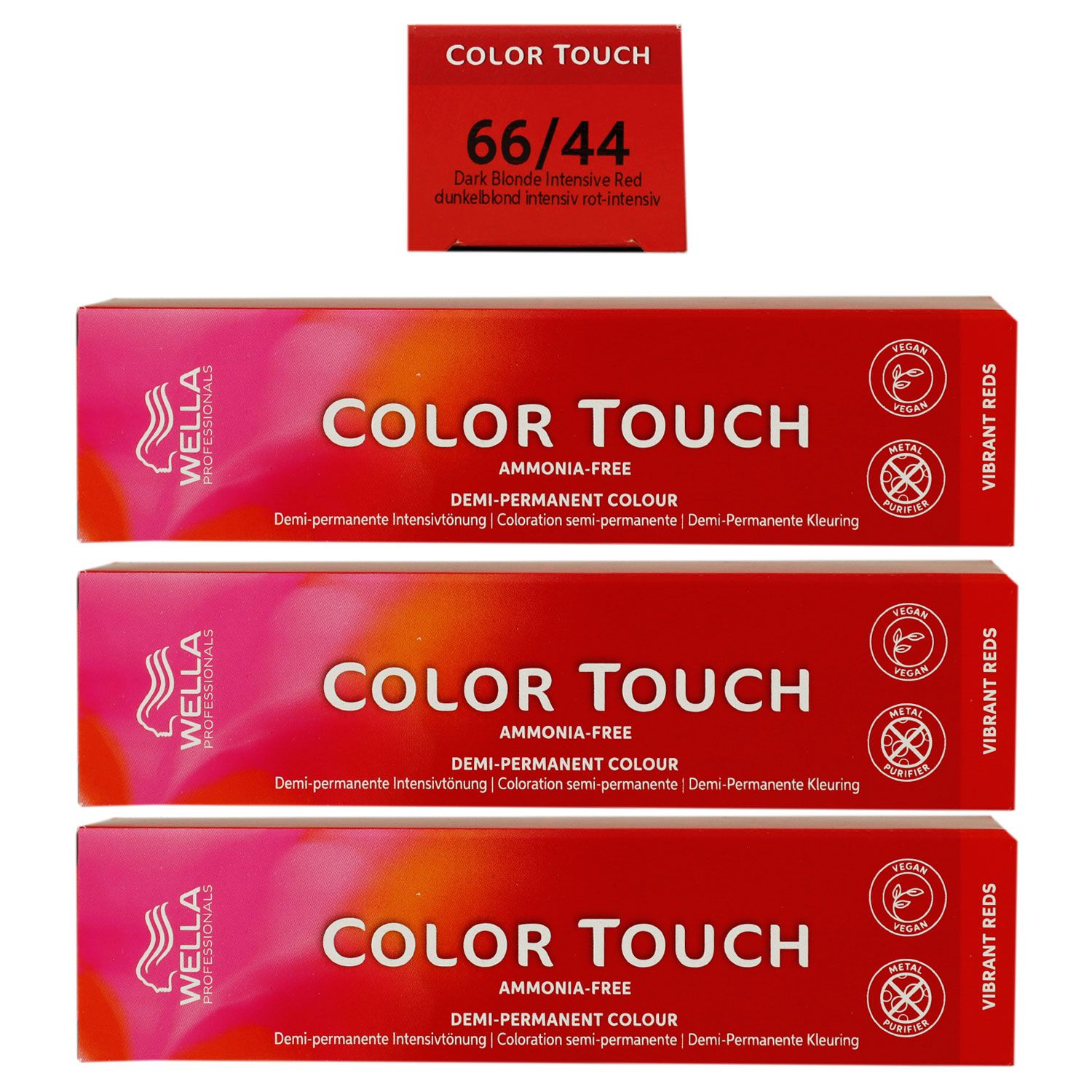 Wella Color Touch Vibrants Reds 3 x 60 ml 66/44 dunkelblond intensiv rot intensiv Set