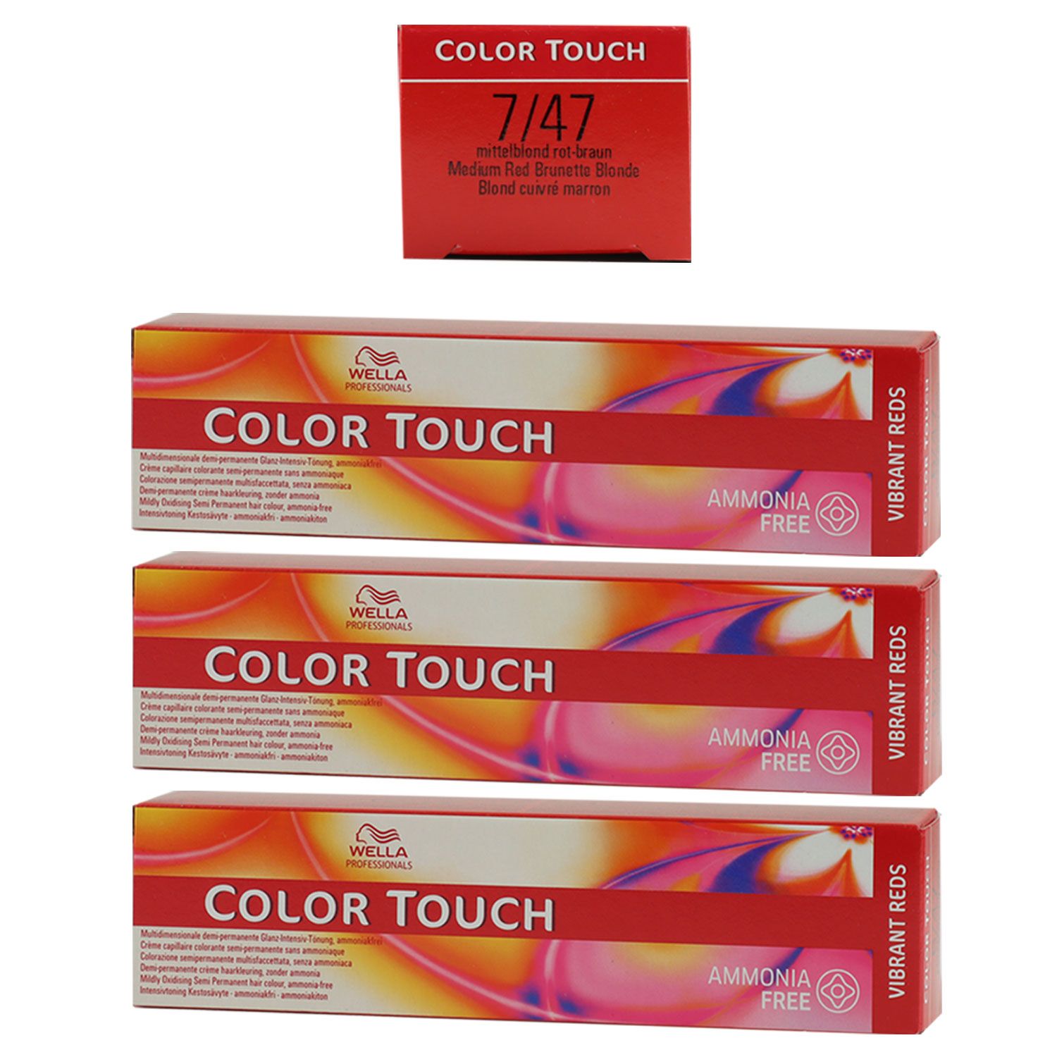 Wella Color Touch Vibrants Reds 3 x 60 ml 7/47 mittelblond rot braun Set