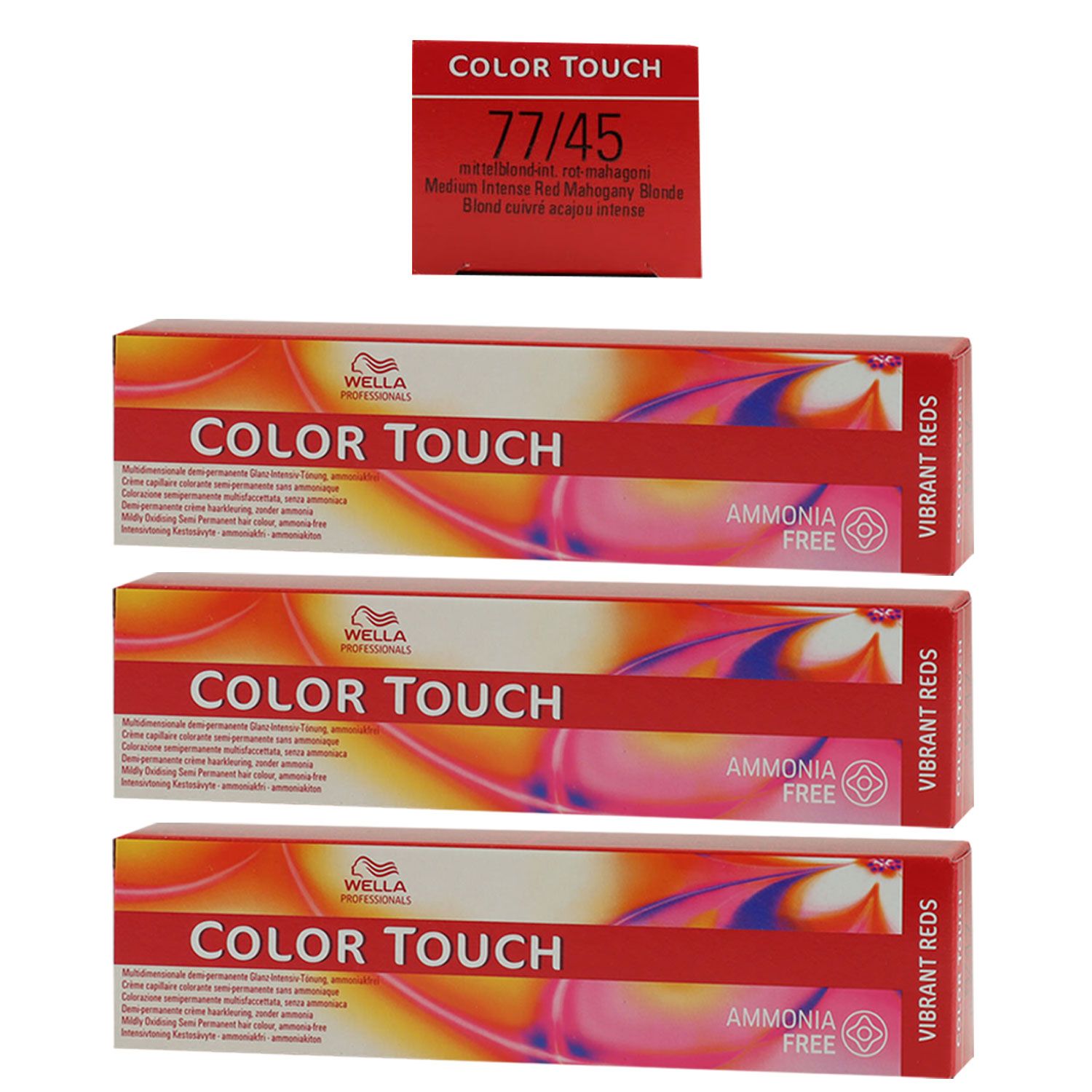 Wella Color Touch Vibrants Reds 3 x 60 ml 77/45 mittelblond intensiv rot mahagoni Set