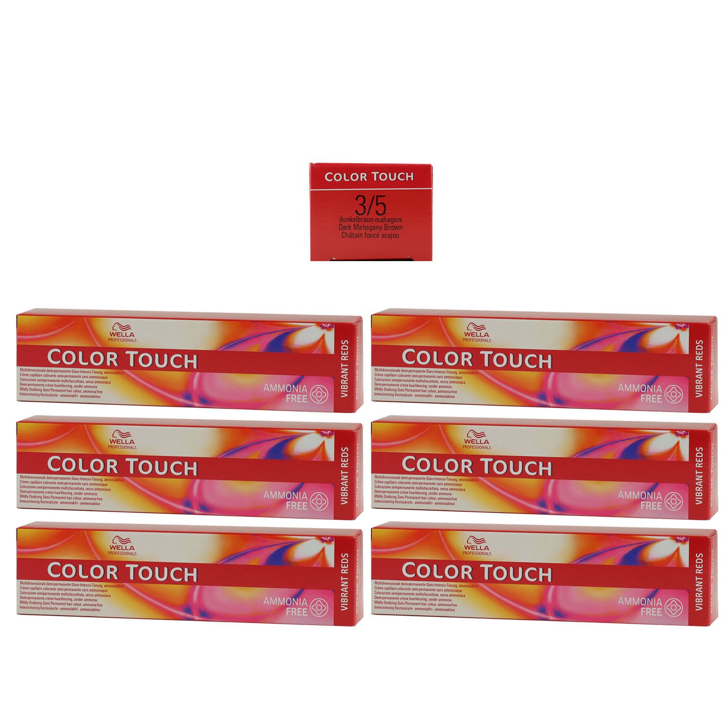 Wella Color Touch Vibrants Reds 6 x 60 ml 3/5 dunkelbraun mahagoni Set