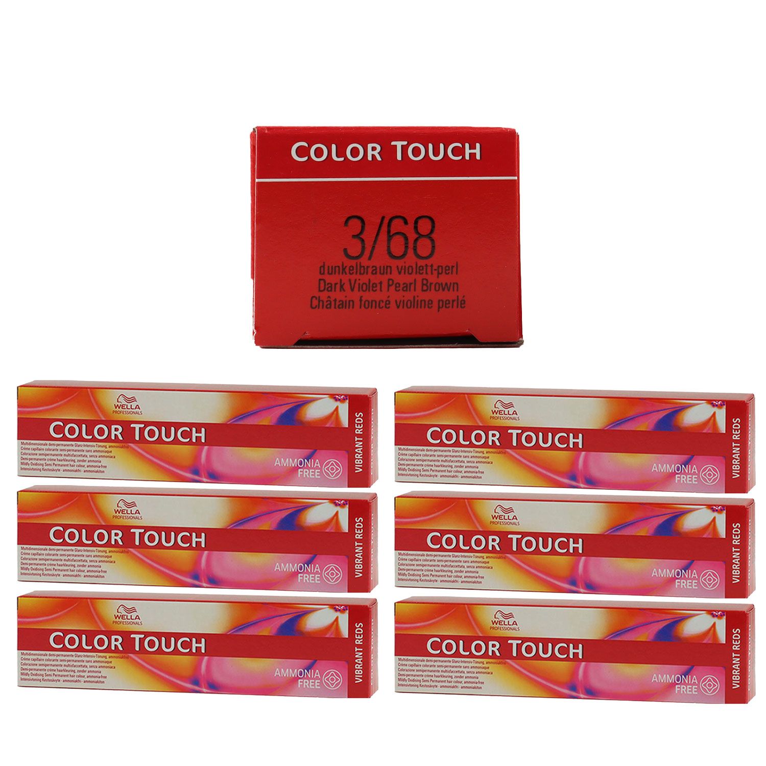 Wella Color Touch Vibrants Reds 6 x 60 ml 3/68 dunkelbraun violett perl Set