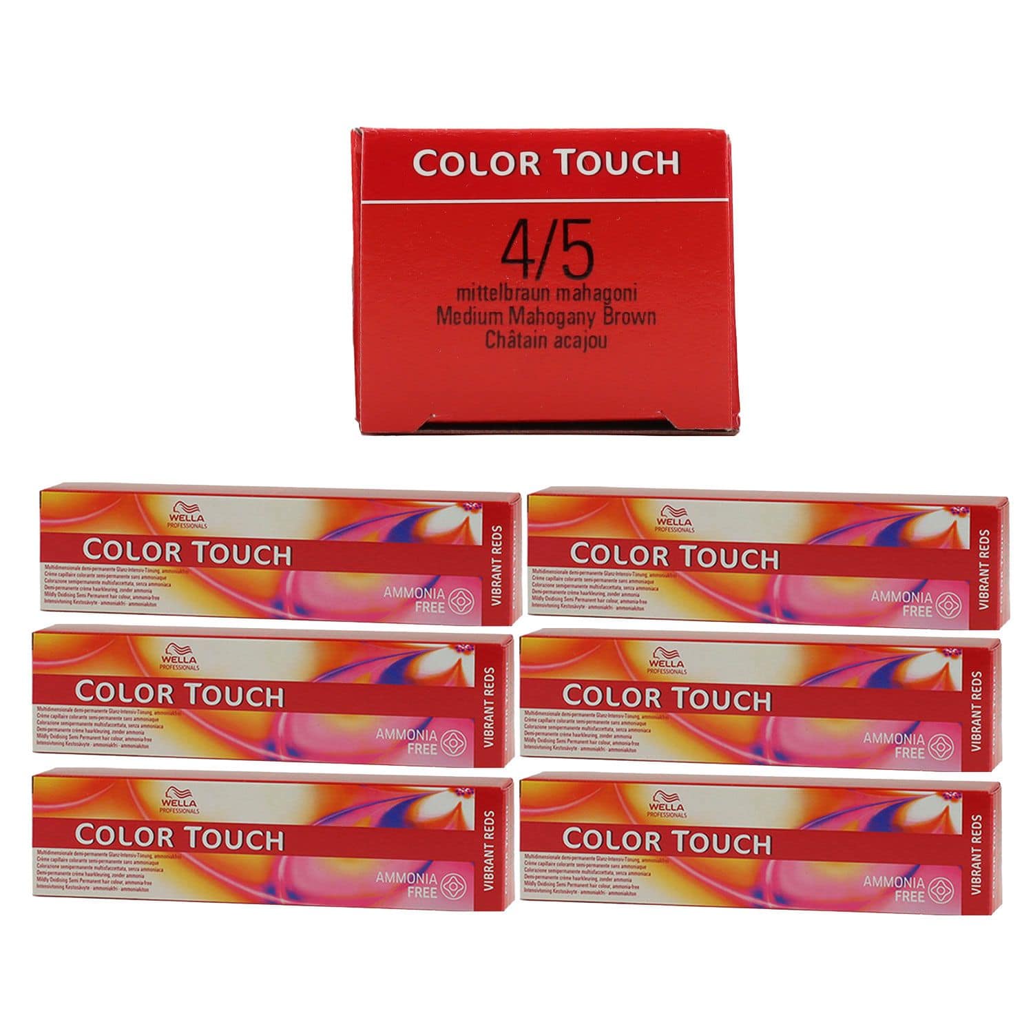 Wella Color Touch Vibrants Reds 6 x 60 ml 4/5 mittelbraun mahagoni Set