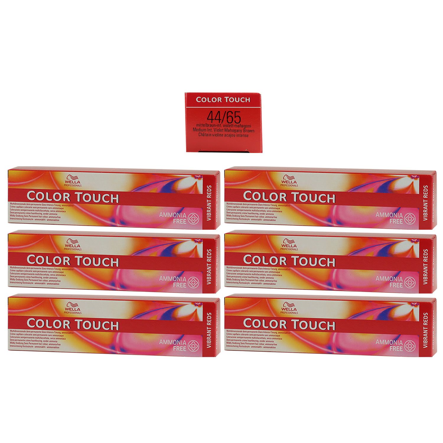 Wella Color Touch Vibrants Reds 6 x 60 ml 44/65 mittelbraun intensiv violett mahagoni Set