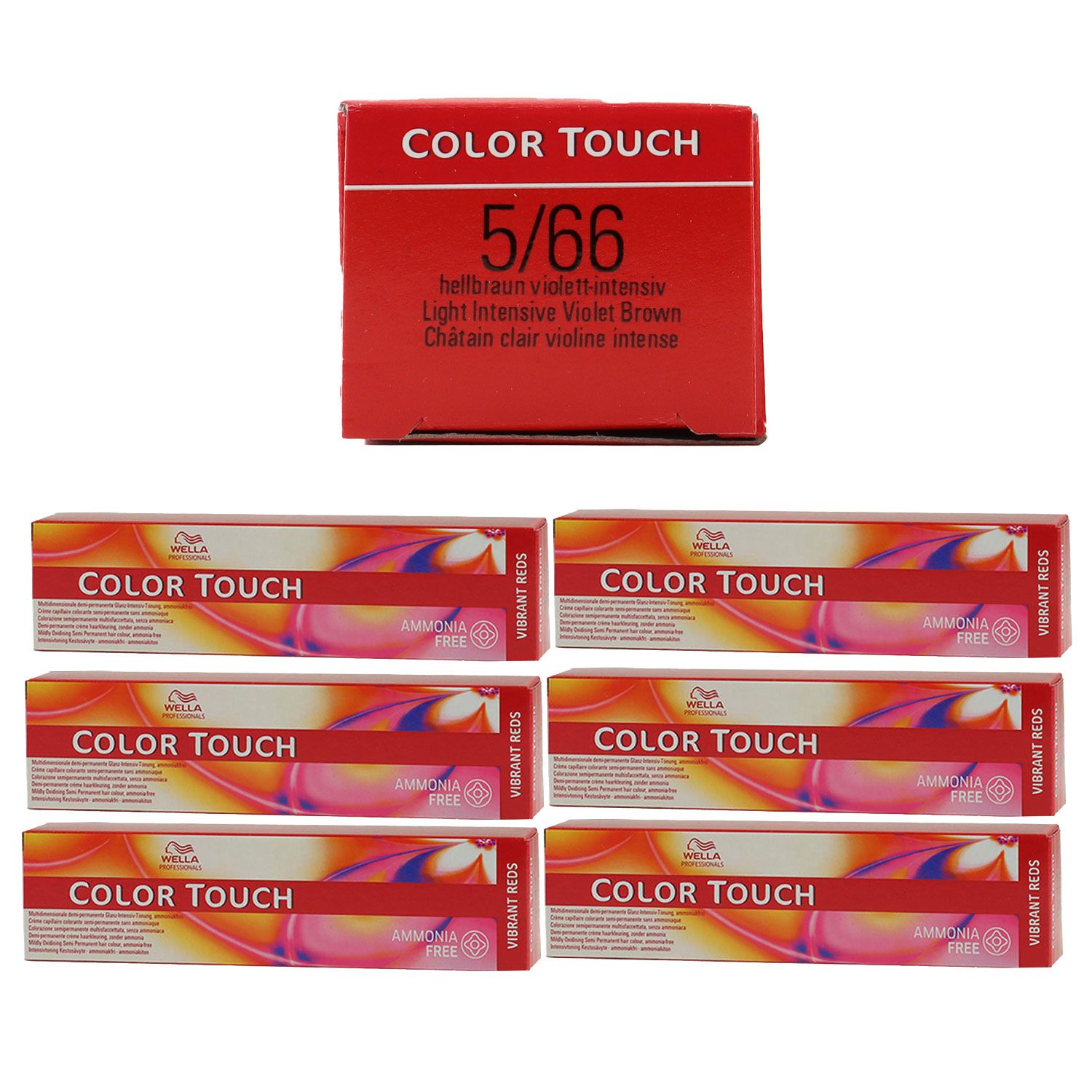 Wella Color Touch Vibrants Reds 6 x 60 ml 5/66 hellbraun intensiv violett Set