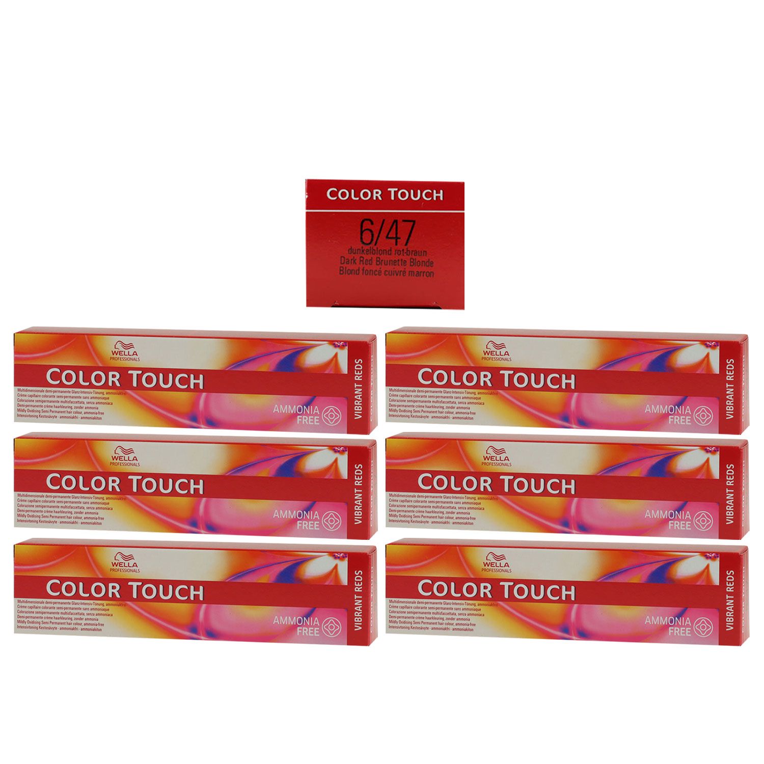 Wella Color Touch Vibrants Reds 6 x 60 ml 6/47 dunkelblond rot braun Set